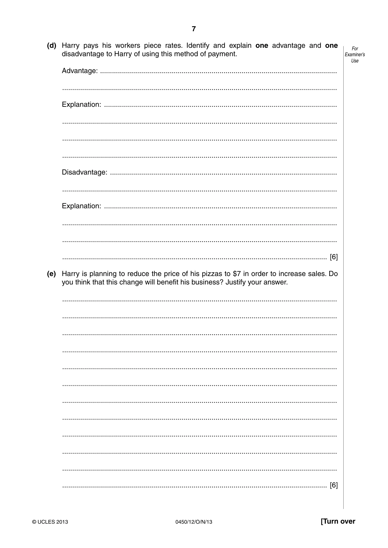 Cambridge IGCSE Business Studies 0450 2013 Oct/Nov Paper 1 · Variant 2 question paper, page 7 of 12
