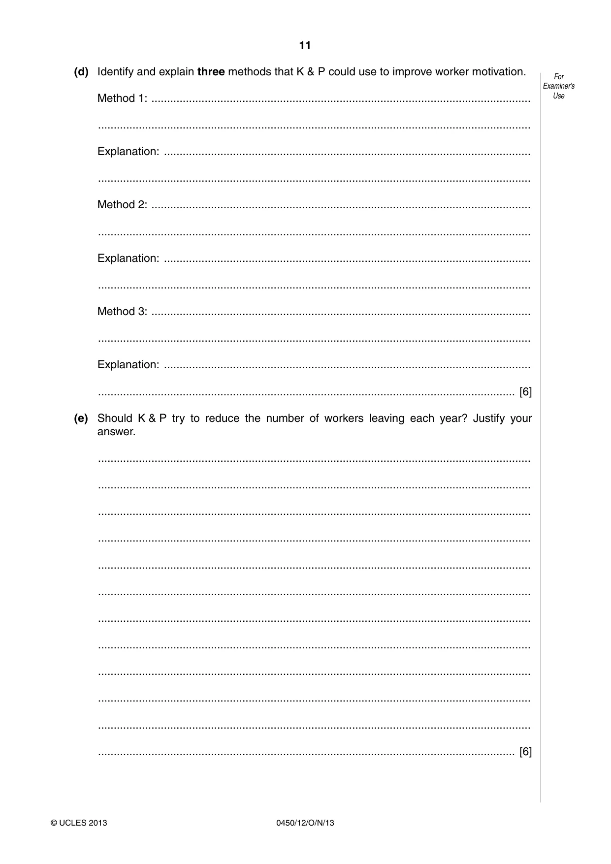 Cambridge IGCSE Business Studies 0450 2013 Oct/Nov Paper 1 · Variant 2 question paper, page 11 of 12