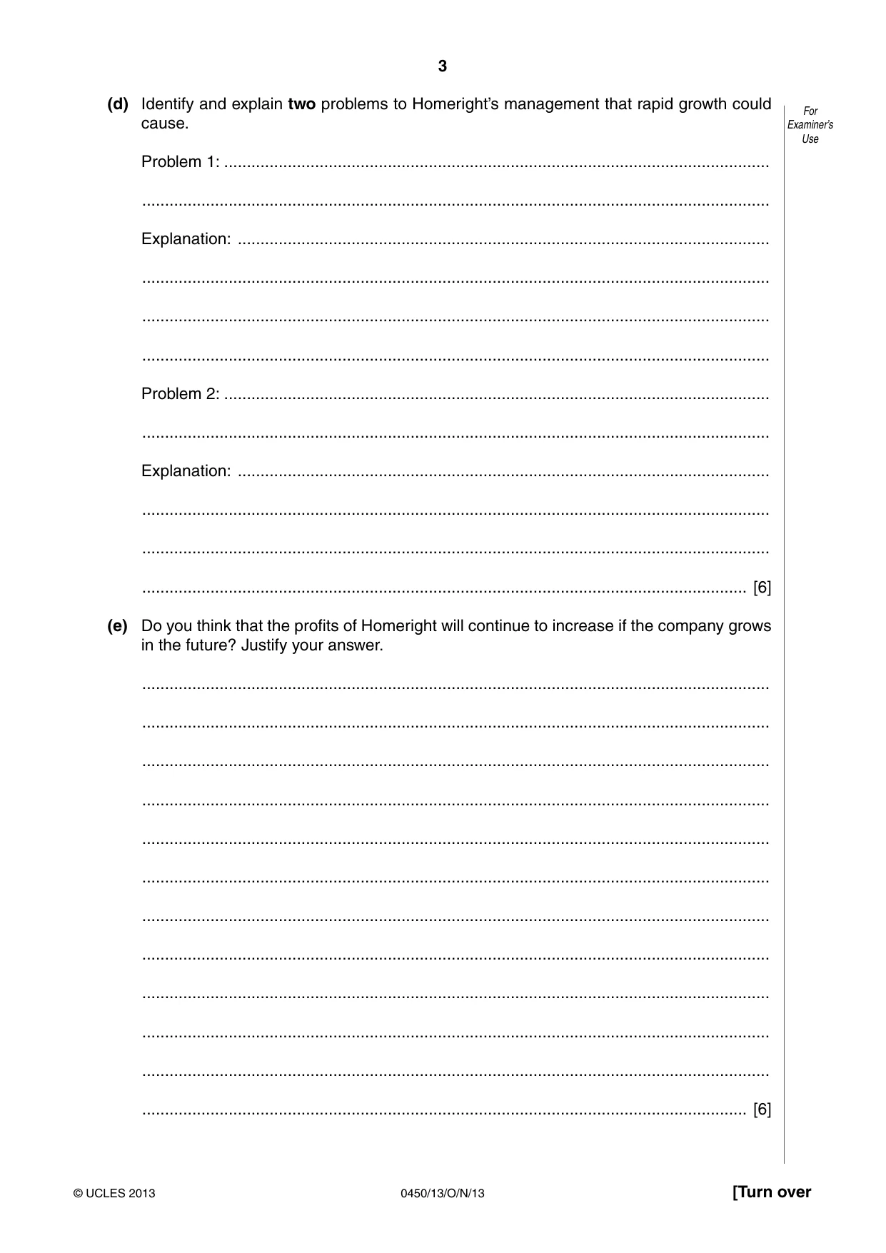 Cambridge IGCSE Business Studies 0450 2013 Oct/Nov Paper 1 · Variant 3 question paper, page 3 of 12