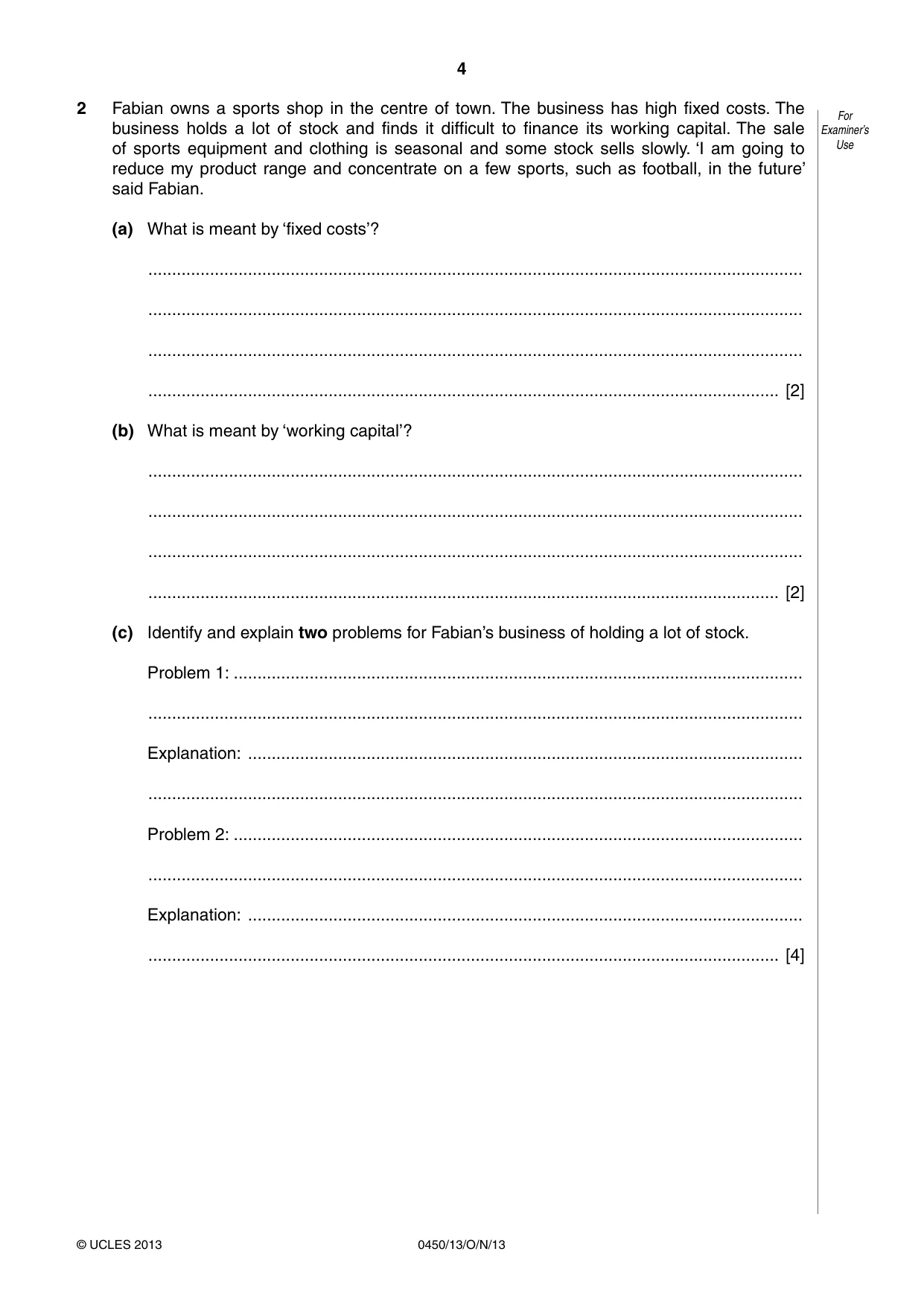 Cambridge IGCSE Business Studies 0450 2013 Oct/Nov Paper 1 · Variant 3 question paper, page 4 of 12