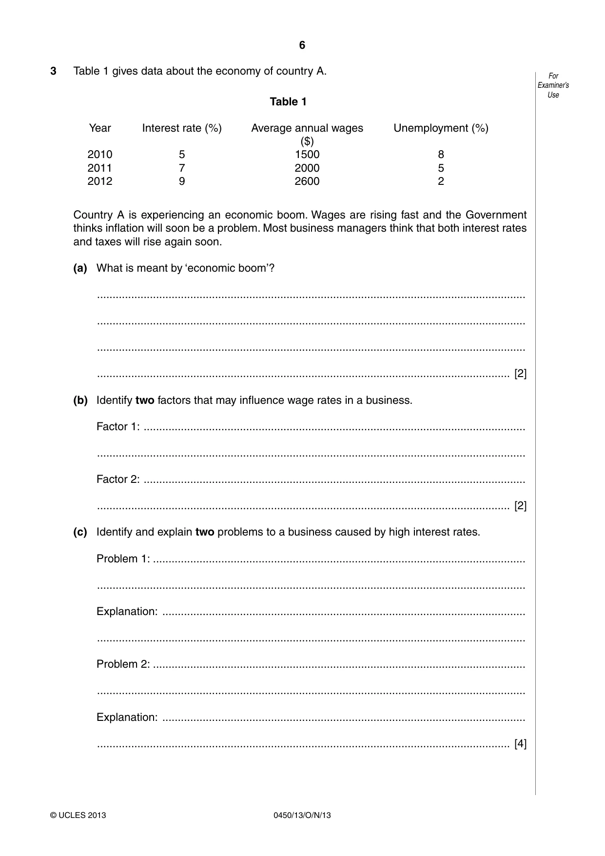 Cambridge IGCSE Business Studies 0450 2013 Oct/Nov Paper 1 · Variant 3 question paper, page 6 of 12