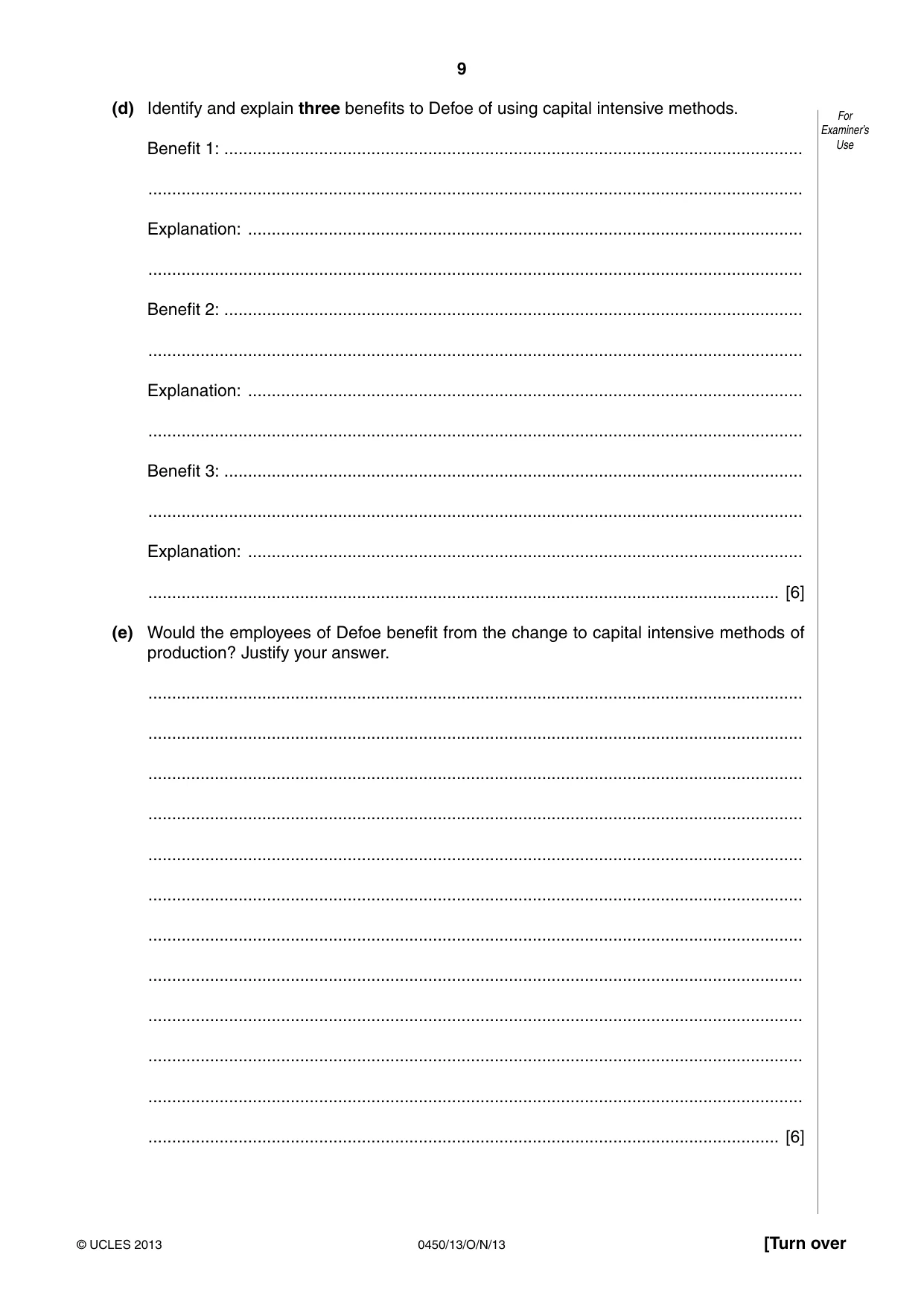 Cambridge IGCSE Business Studies 0450 2013 Oct/Nov Paper 1 · Variant 3 question paper, page 9 of 12