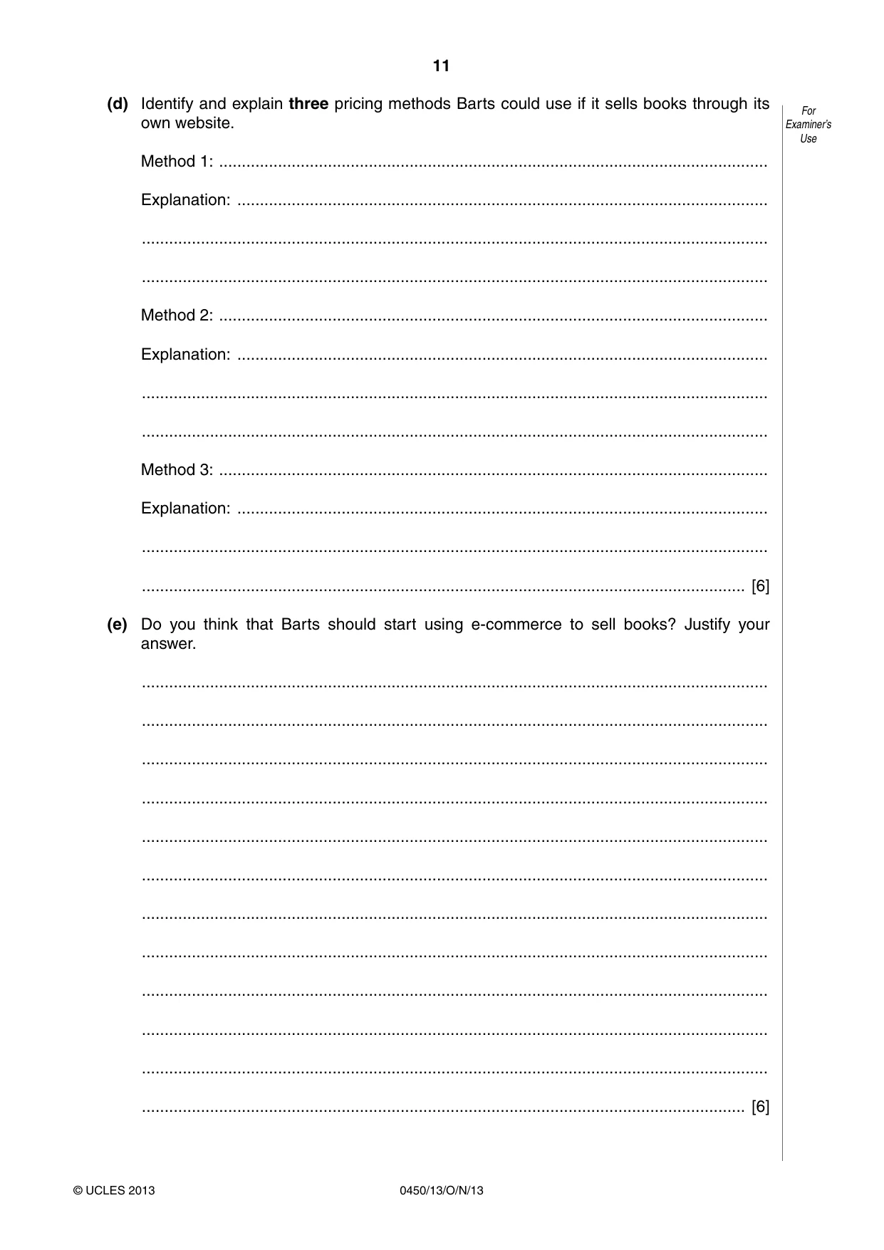 Cambridge IGCSE Business Studies 0450 2013 Oct/Nov Paper 1 · Variant 3 question paper, page 11 of 12