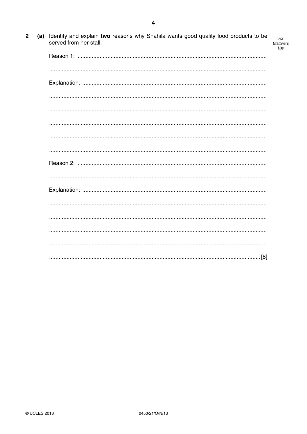 Cambridge IGCSE Business Studies 0450 2013 Oct/Nov Paper 2 · Variant 1 question paper, page 4 of 12