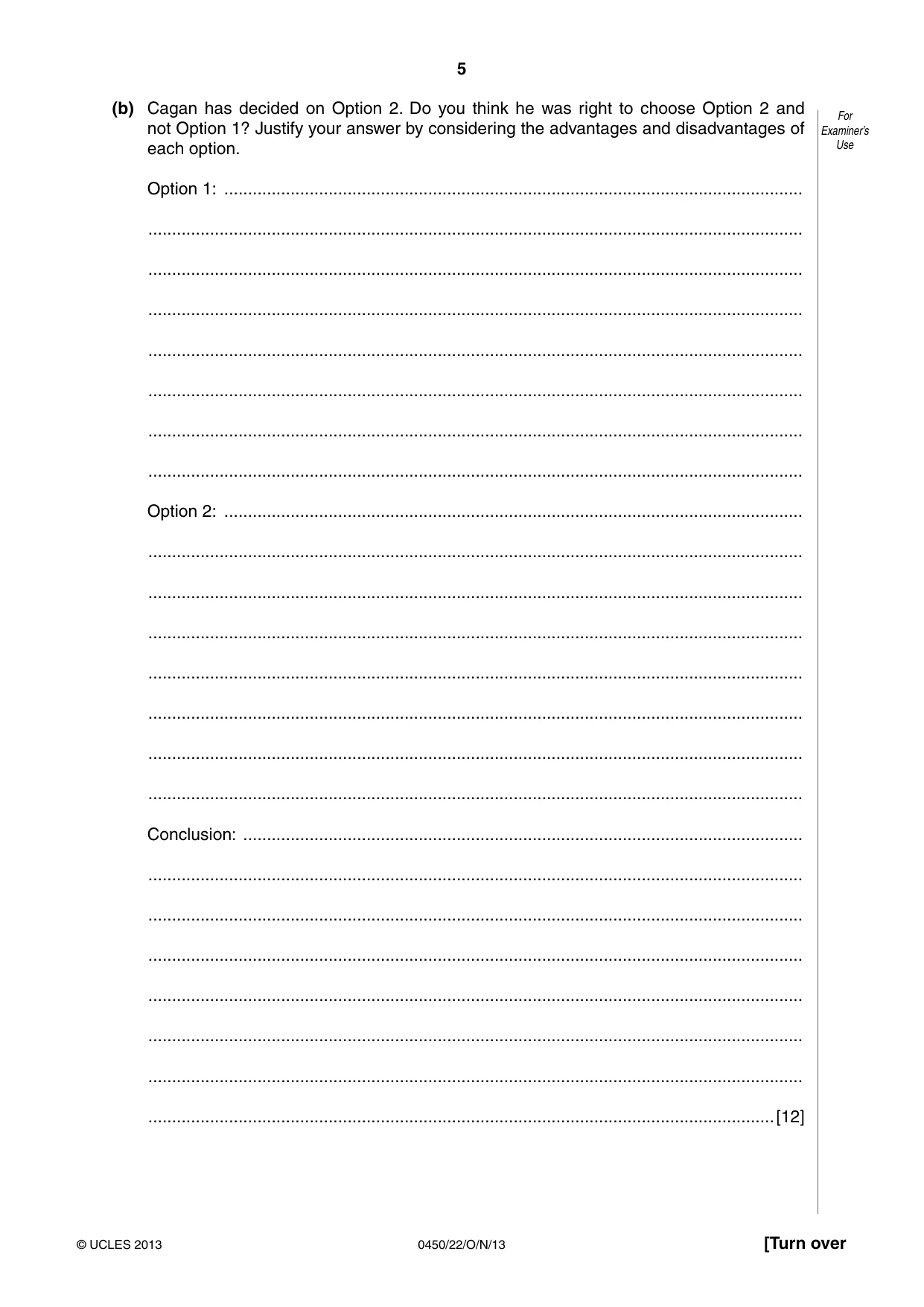Cambridge IGCSE Business Studies 0450 2013 Oct/Nov Paper 2 · Variant 2 question paper, page 5 of 12