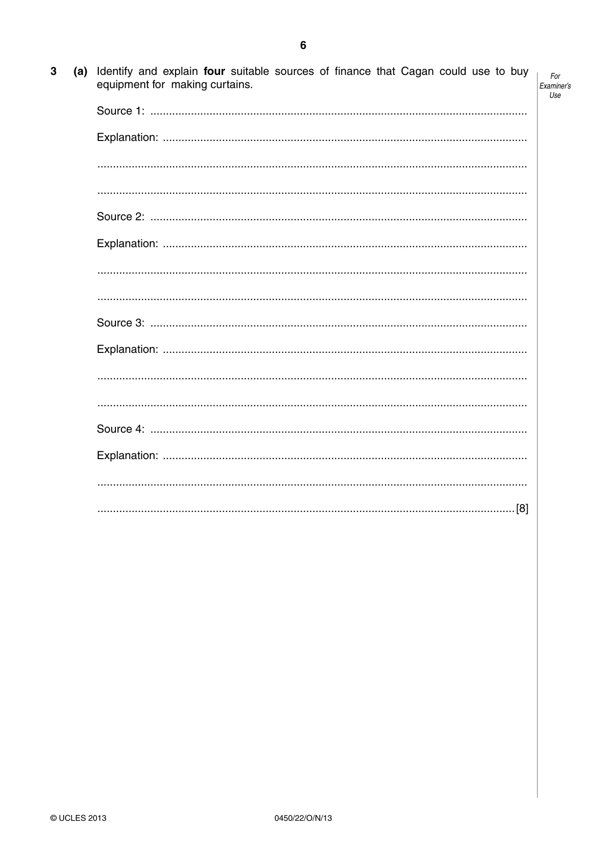 Cambridge IGCSE Business Studies 0450 2013 Oct/Nov Paper 2 · Variant 2 question paper, page 6 of 12