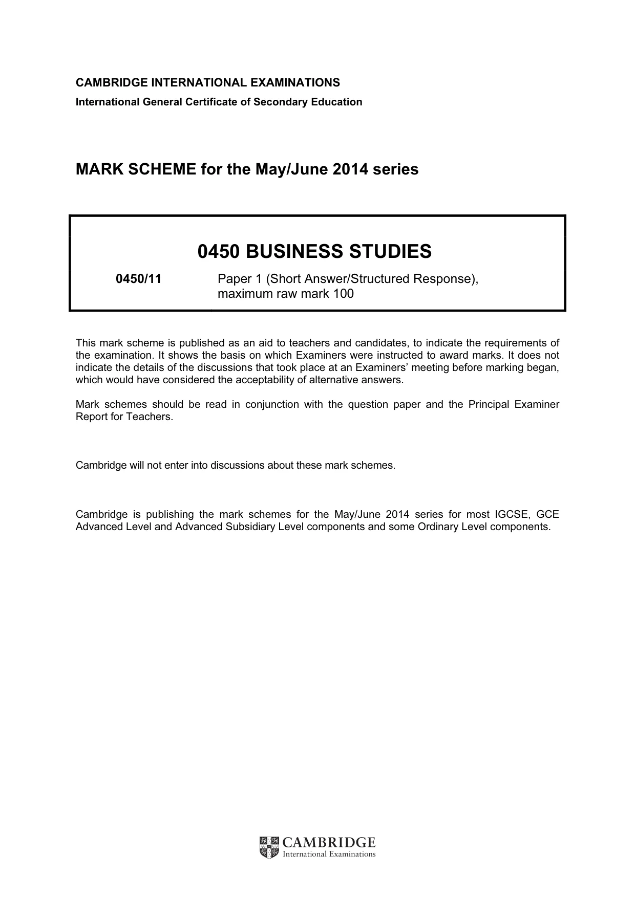 Mark scheme, page 1 of 8