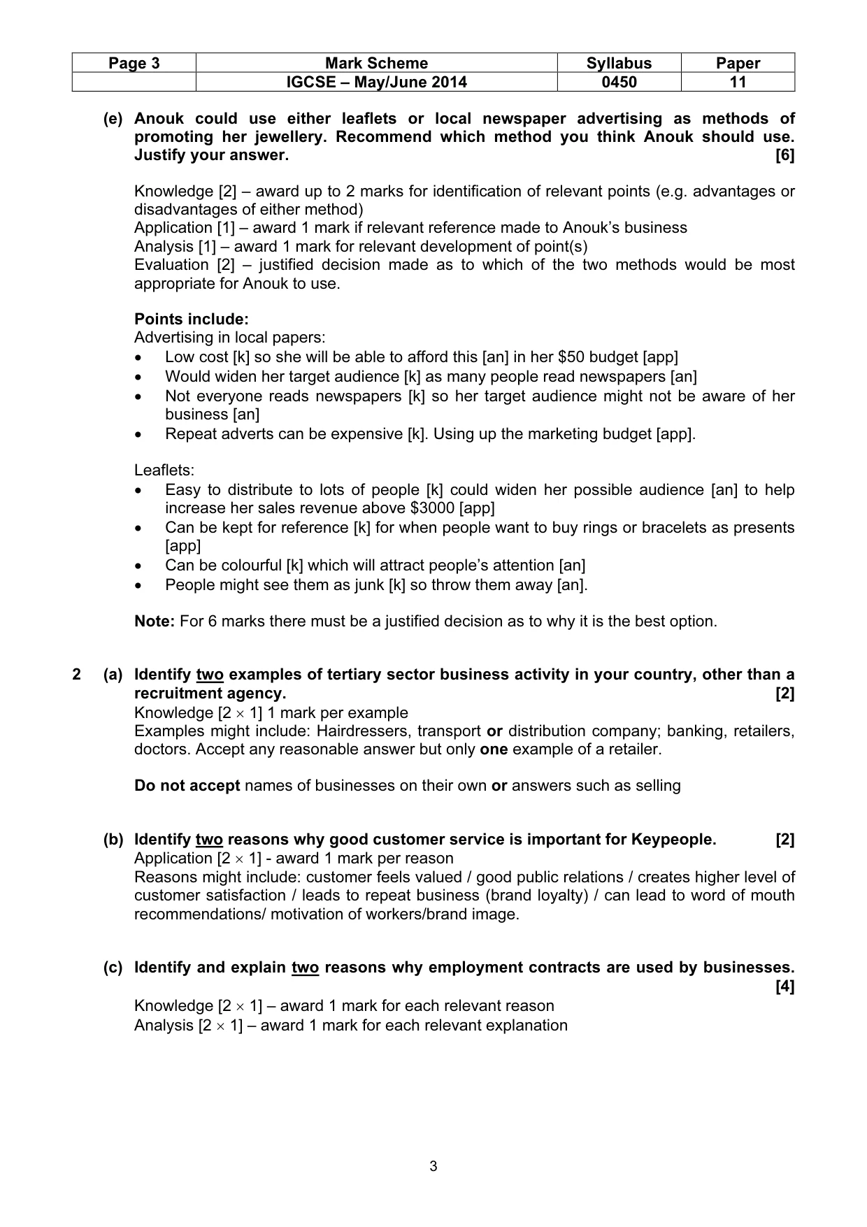Mark scheme, page 3 of 8