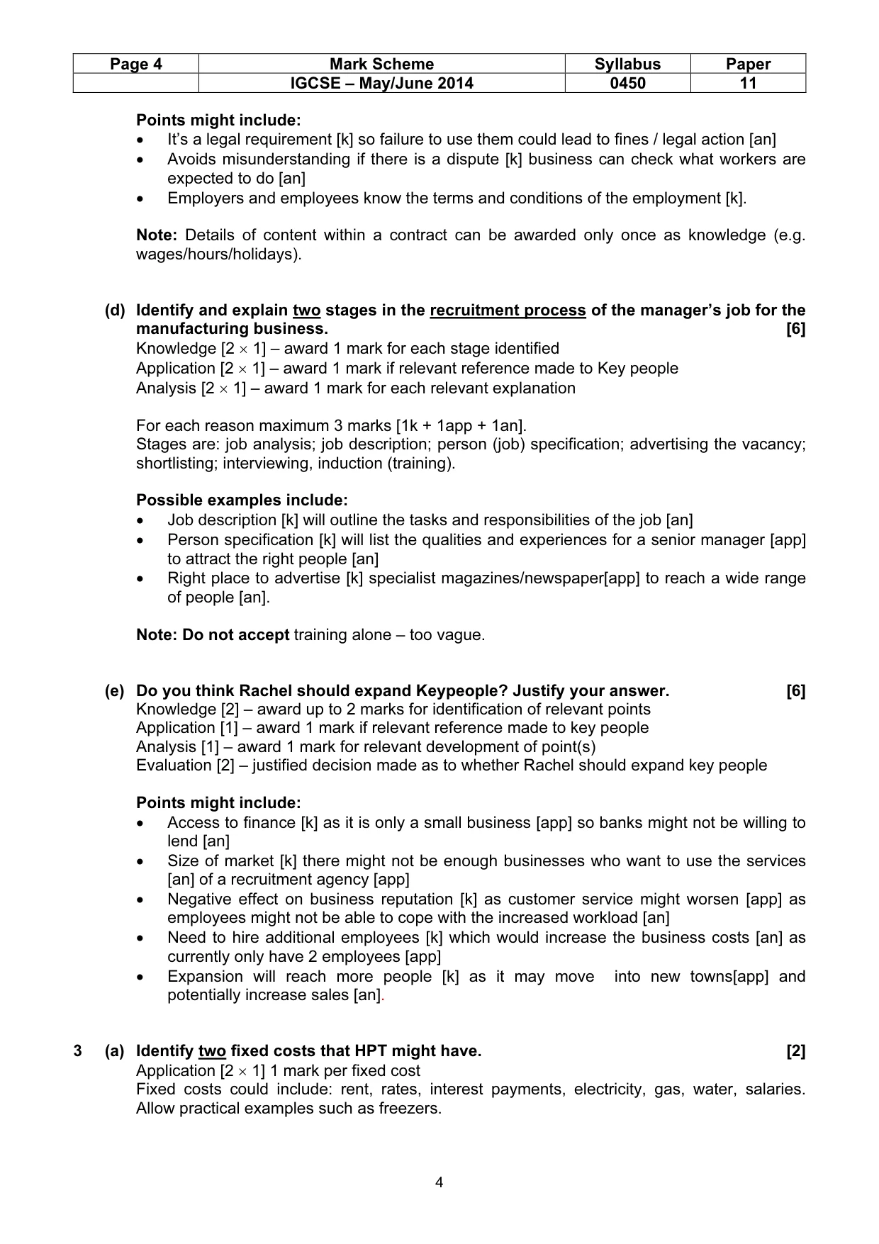 Mark scheme, page 4 of 8