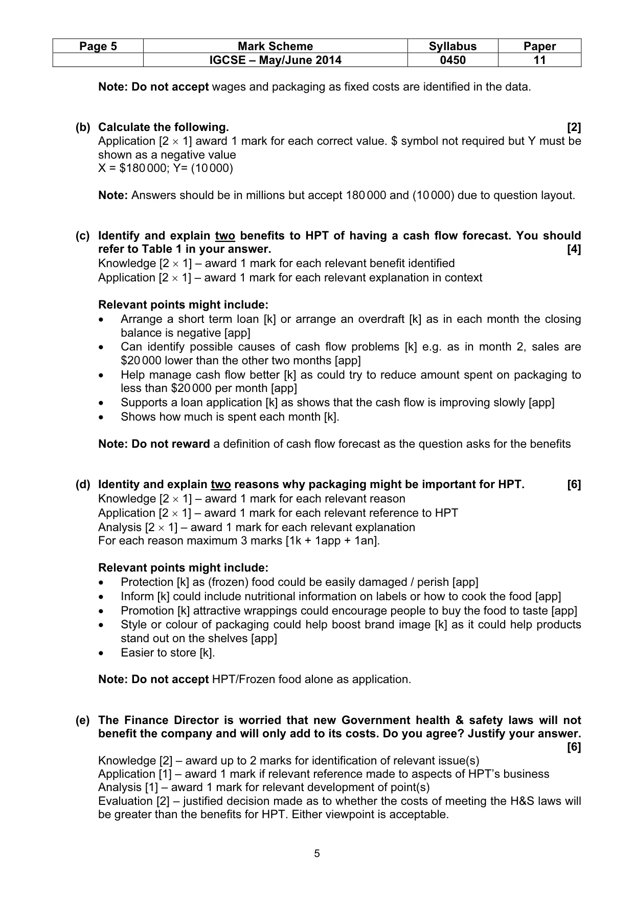 Mark scheme, page 5 of 8