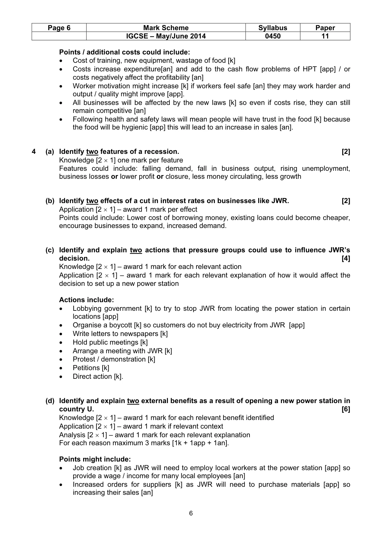 Mark scheme, page 6 of 8