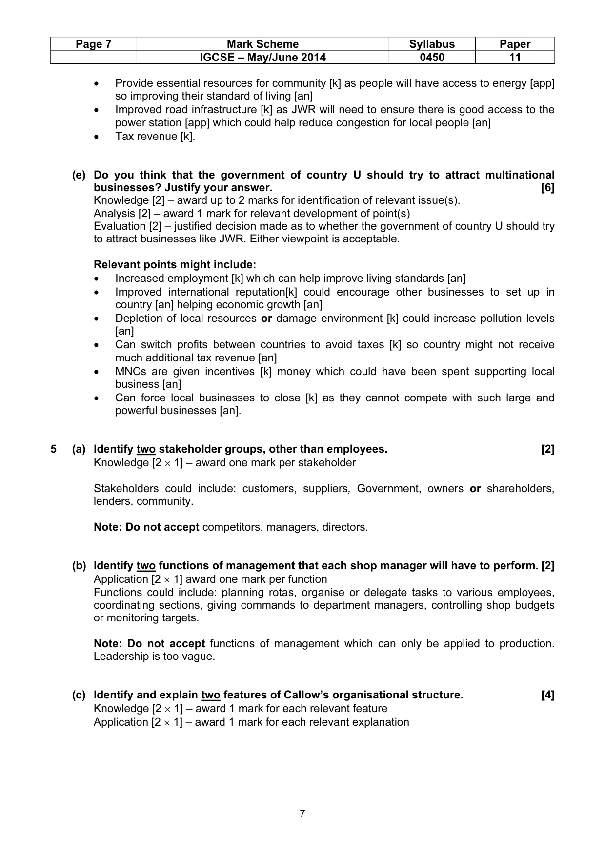 Mark scheme, page 7 of 8