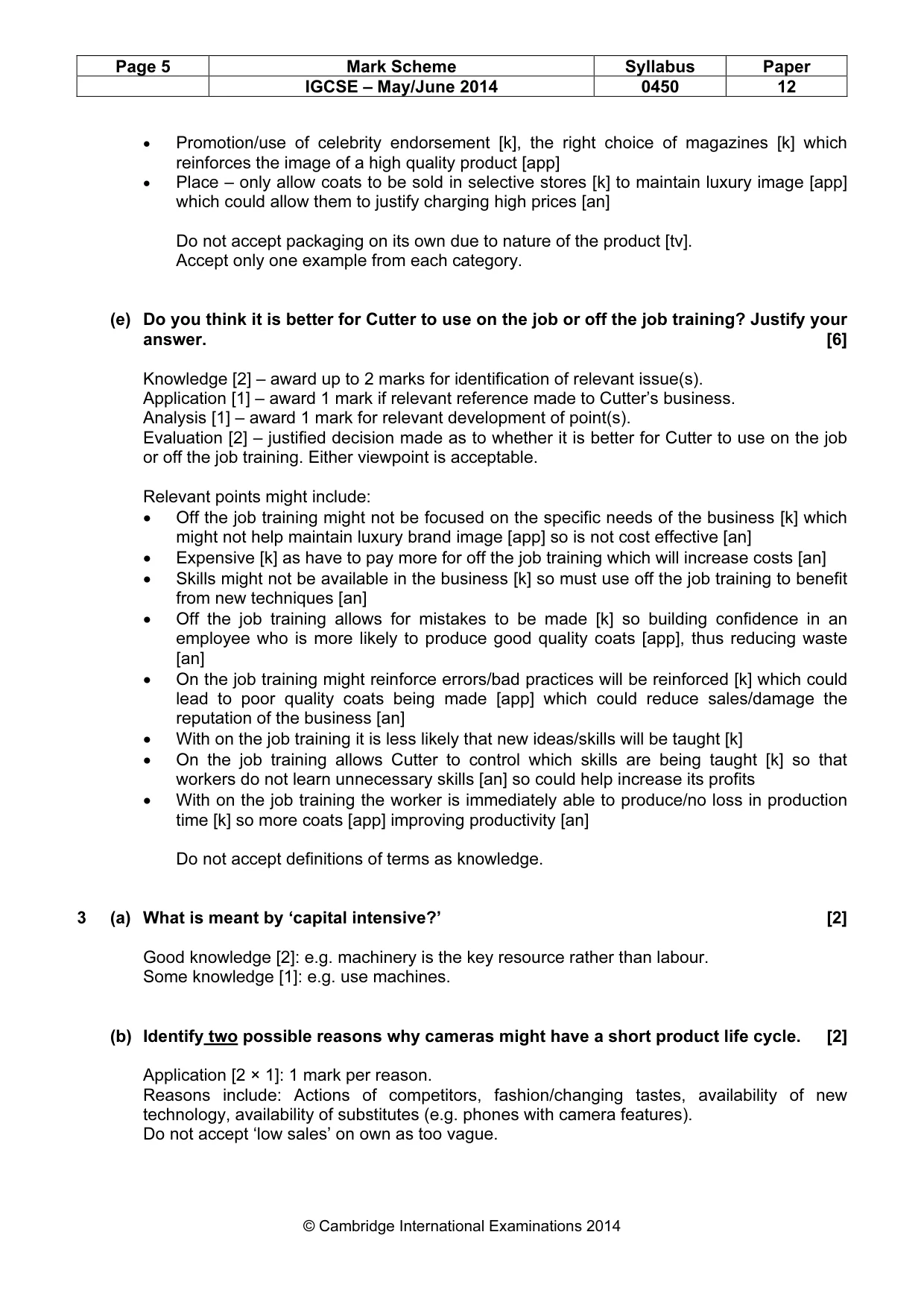 Mark scheme, page 5 of 10