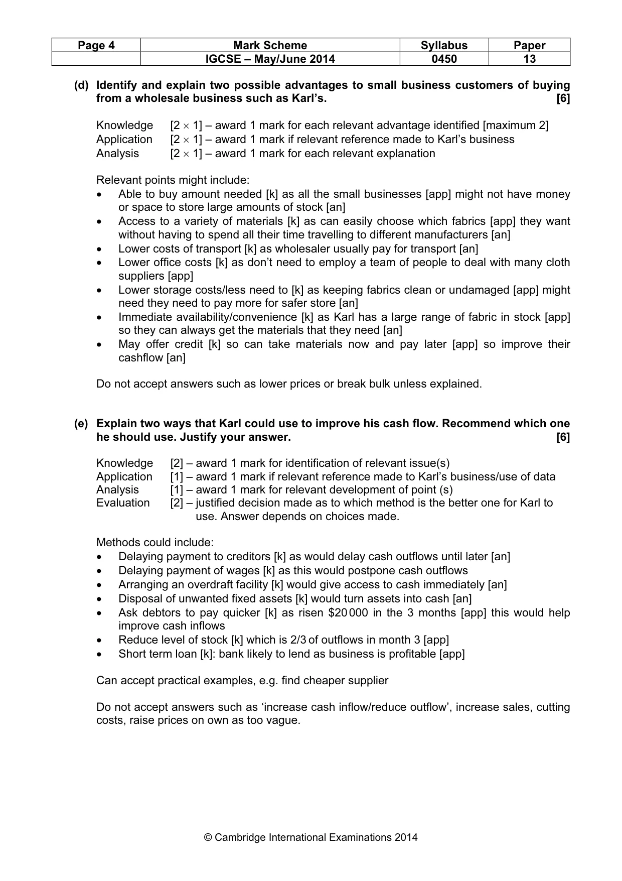 Mark scheme, page 4 of 10