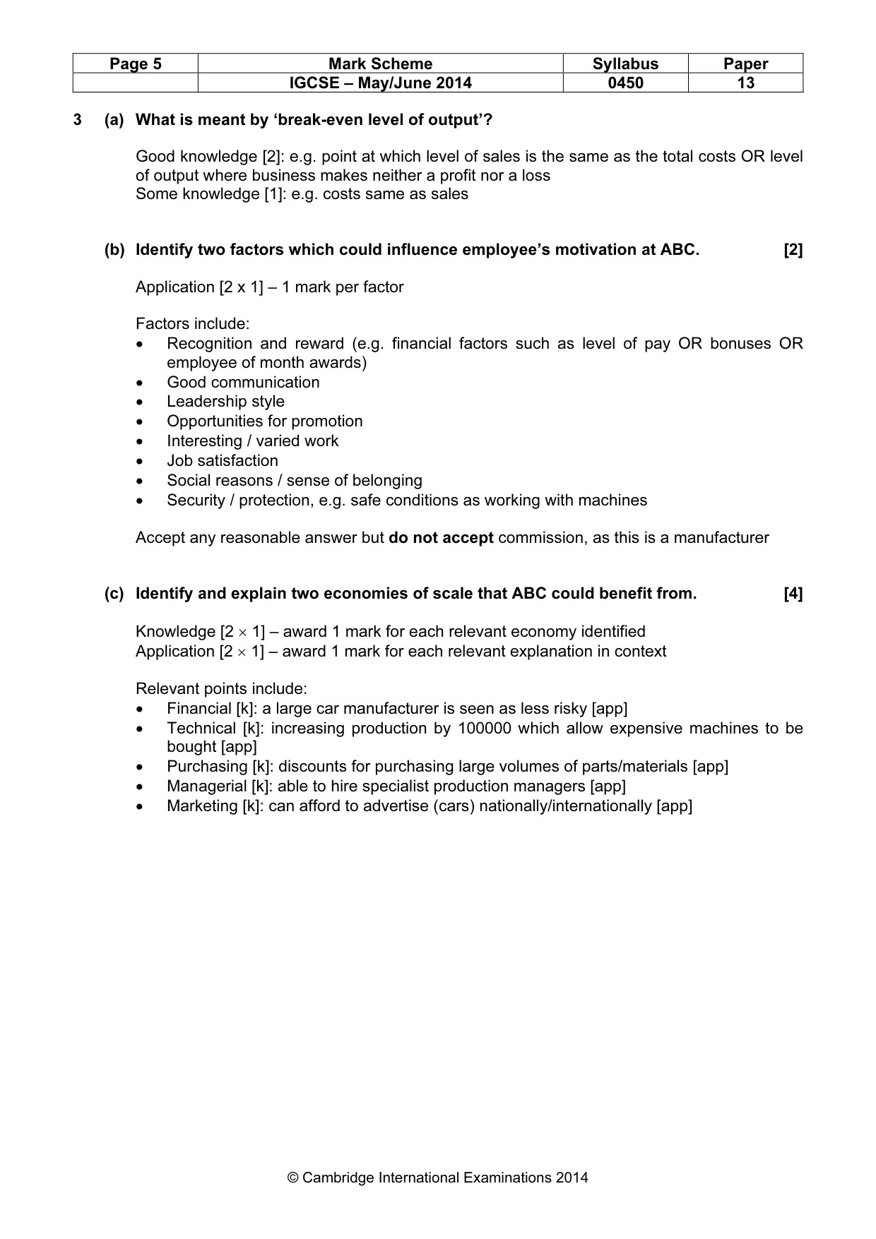 Mark scheme, page 5 of 10