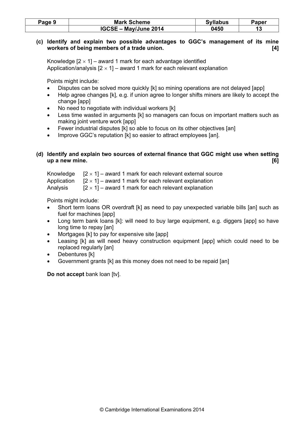 Mark scheme, page 9 of 10