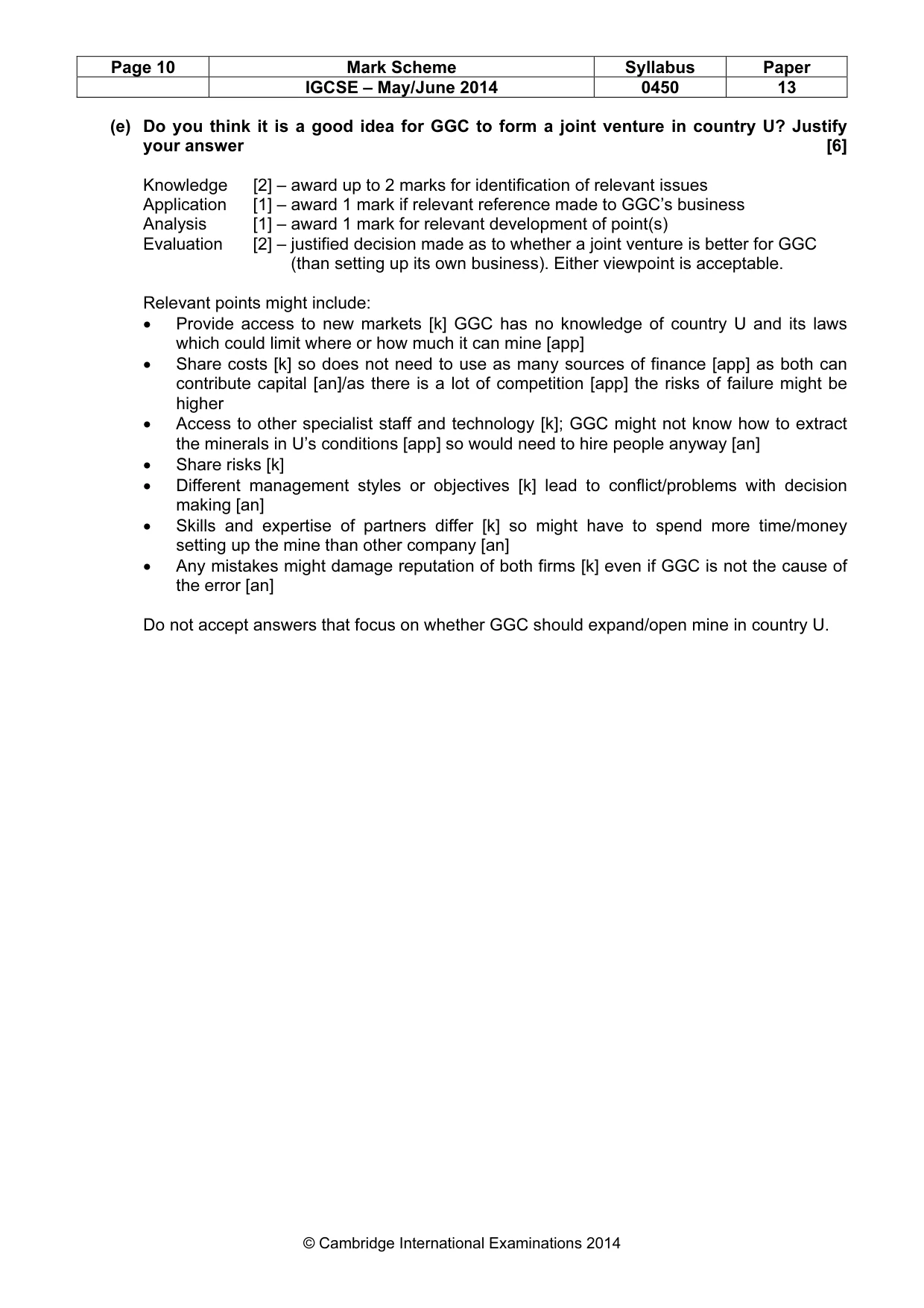 Mark scheme, page 10 of 10