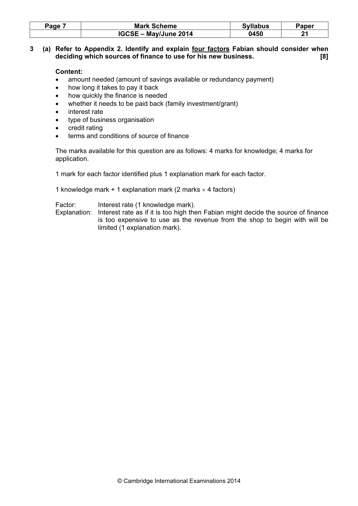 Mark scheme, page 7 of 13