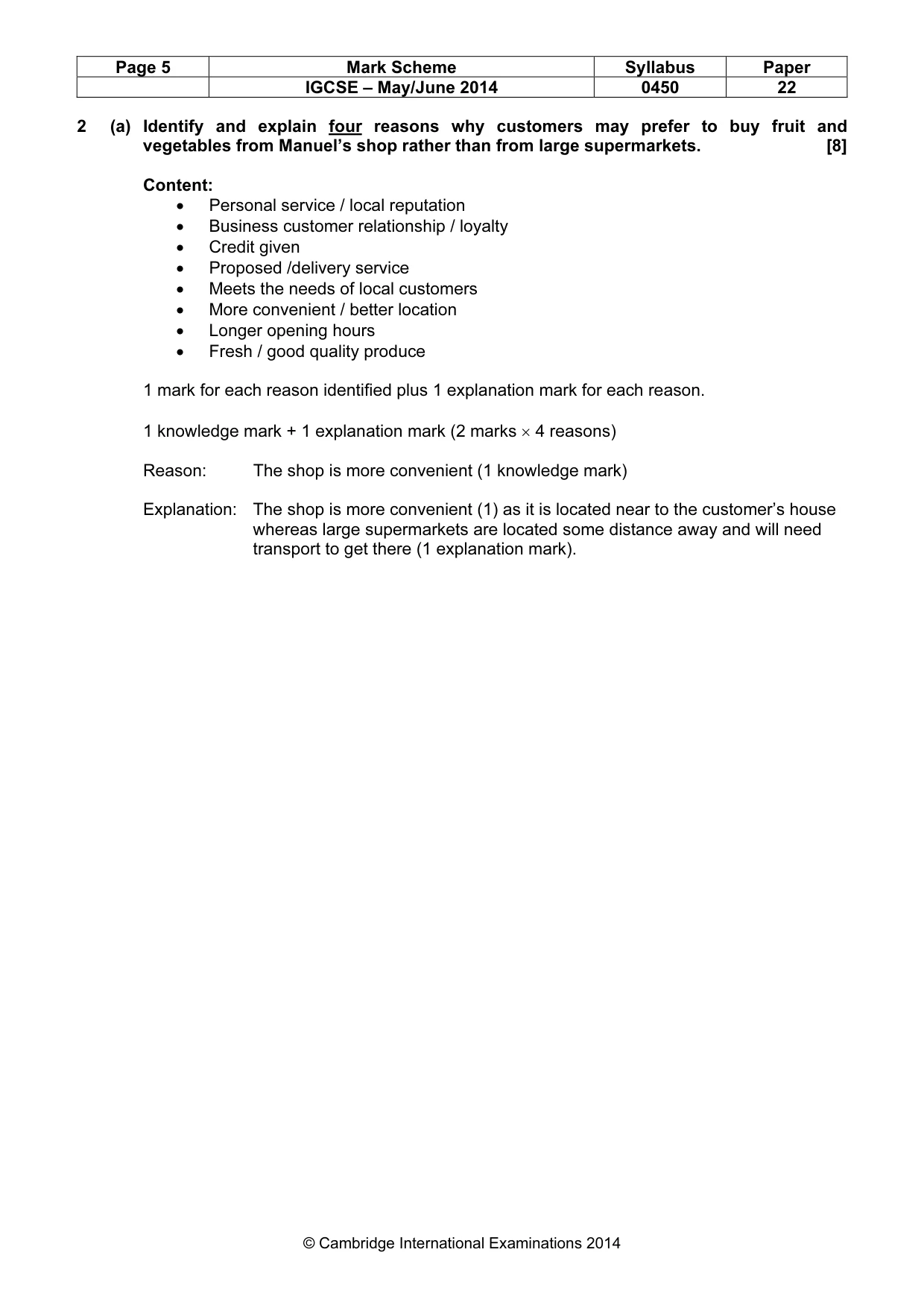 Mark scheme, page 5 of 14