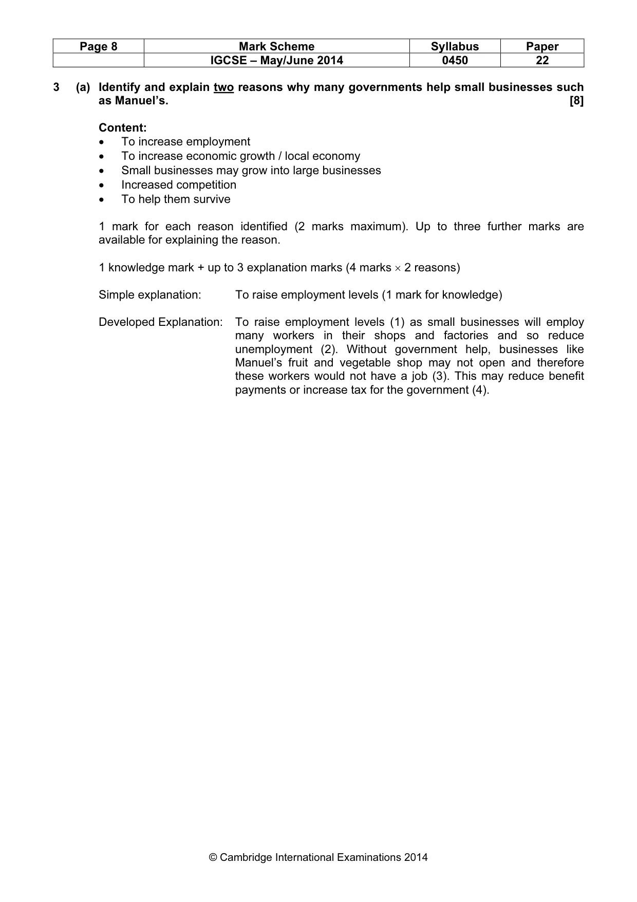 Mark scheme, page 8 of 14