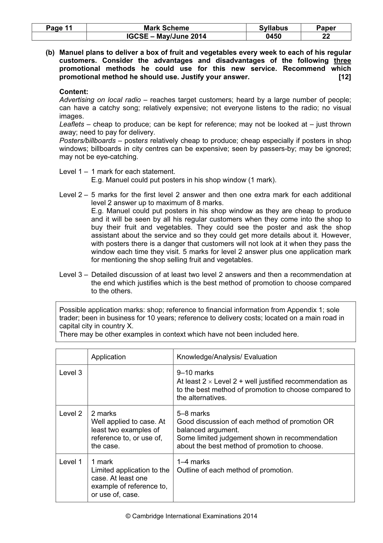 Mark scheme, page 11 of 14