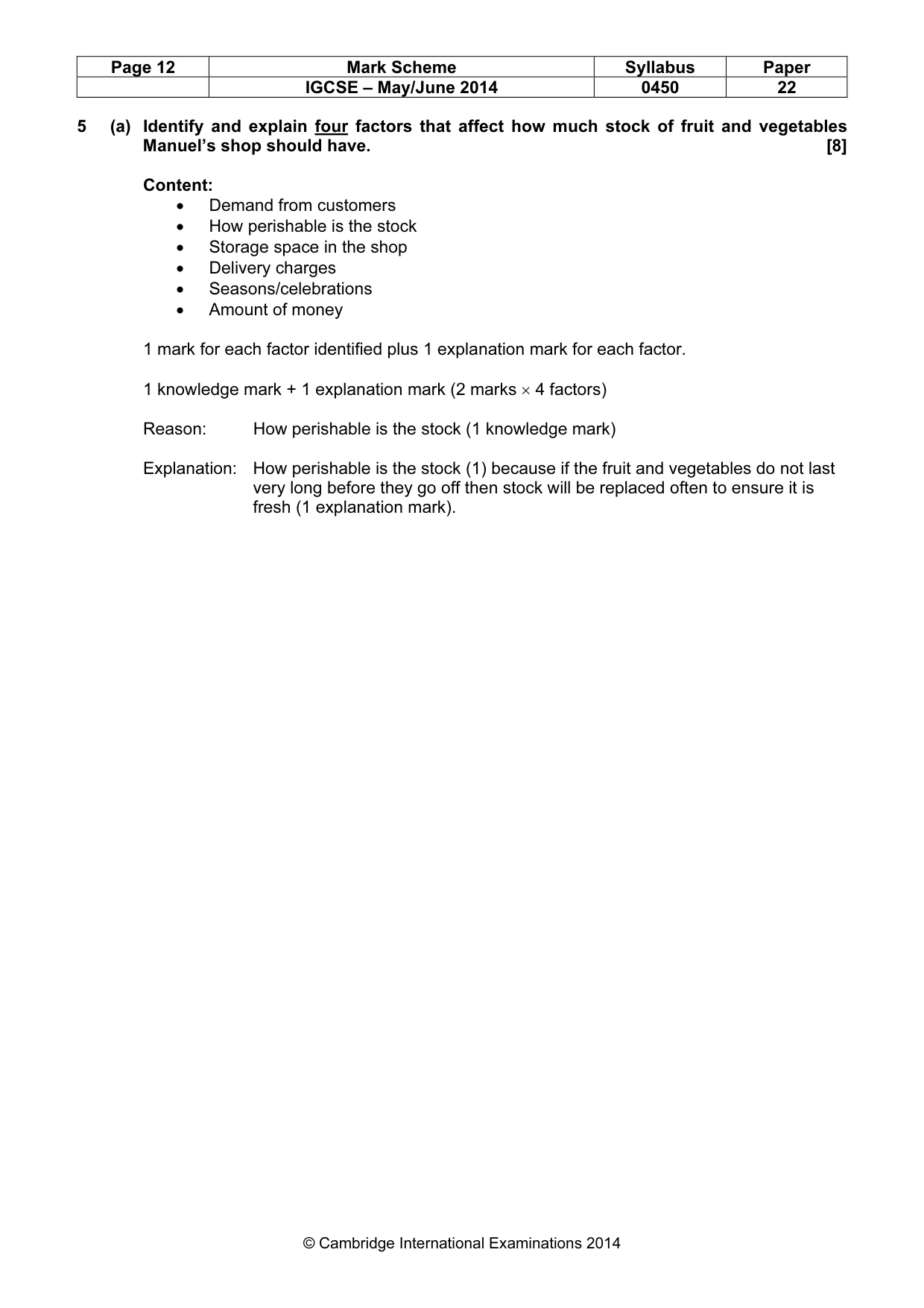Mark scheme, page 12 of 14
