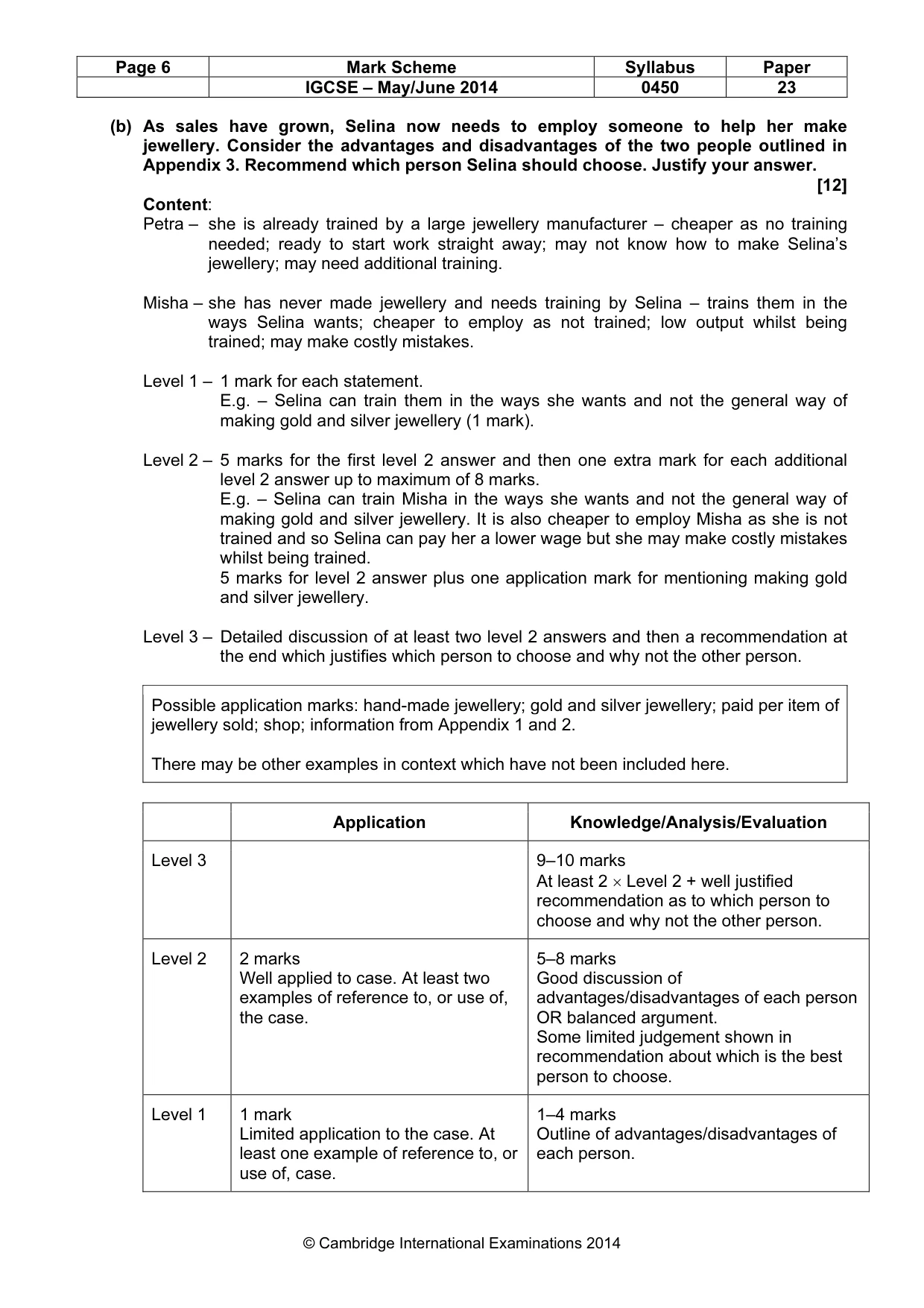 Mark scheme, page 6 of 12