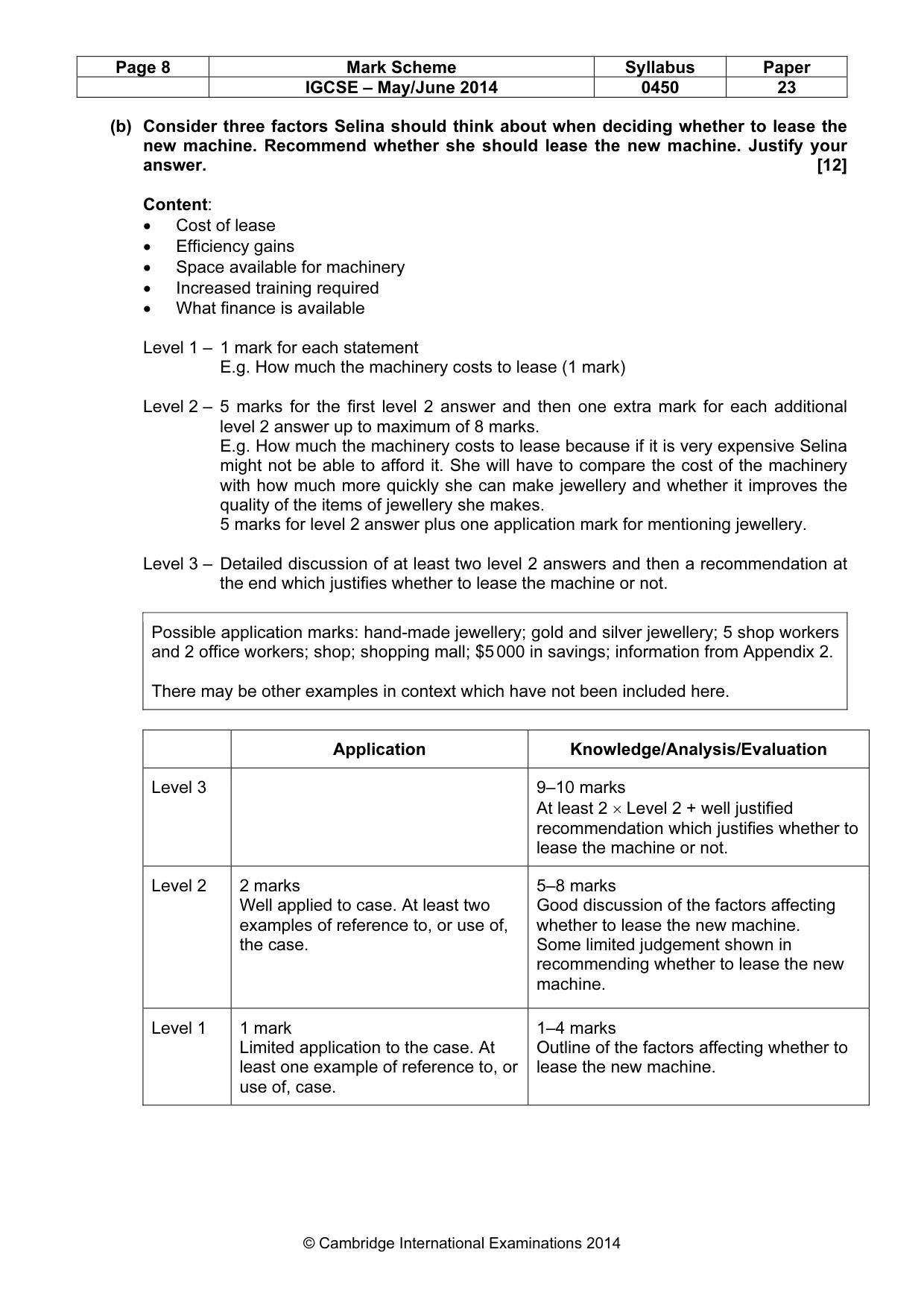 Mark scheme, page 8 of 12