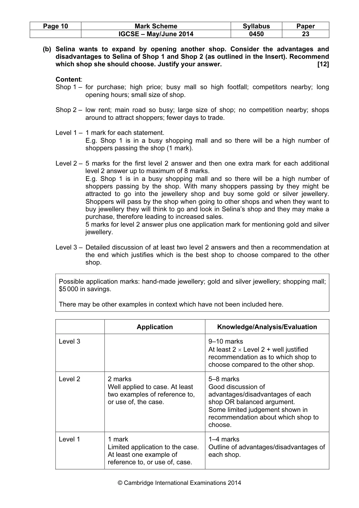 Mark scheme, page 10 of 12