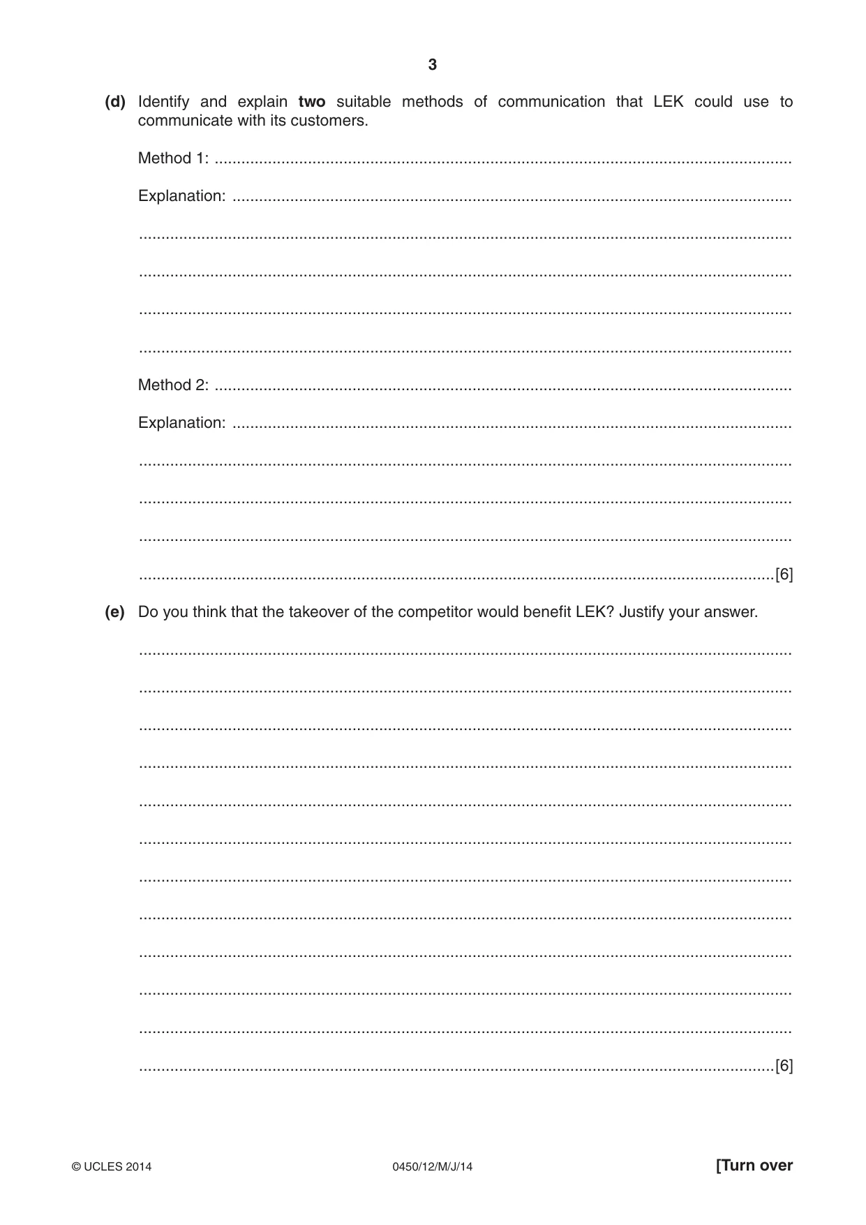 Cambridge IGCSE Business Studies 0450 2014 May/June Paper 1 · Variant 2 question paper, page 3 of 12