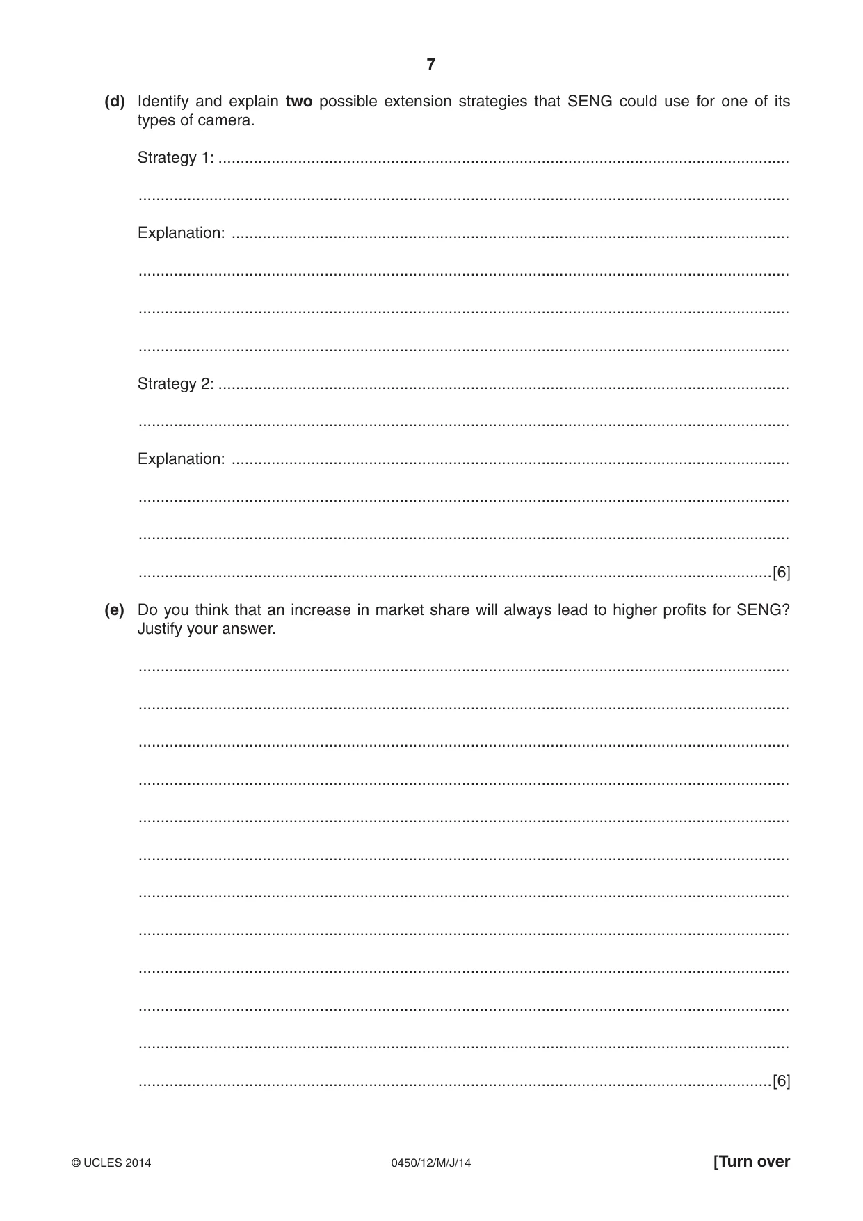 Cambridge IGCSE Business Studies 0450 2014 May/June Paper 1 · Variant 2 question paper, page 7 of 12