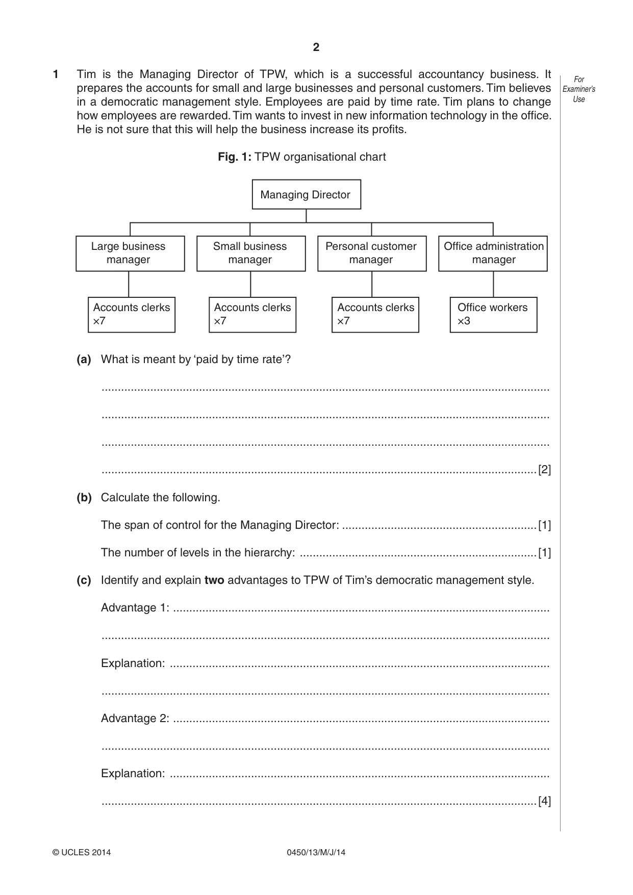Cambridge IGCSE Business Studies 0450 2014 May/June Paper 1 · Variant 3 question paper, page 2 of 12