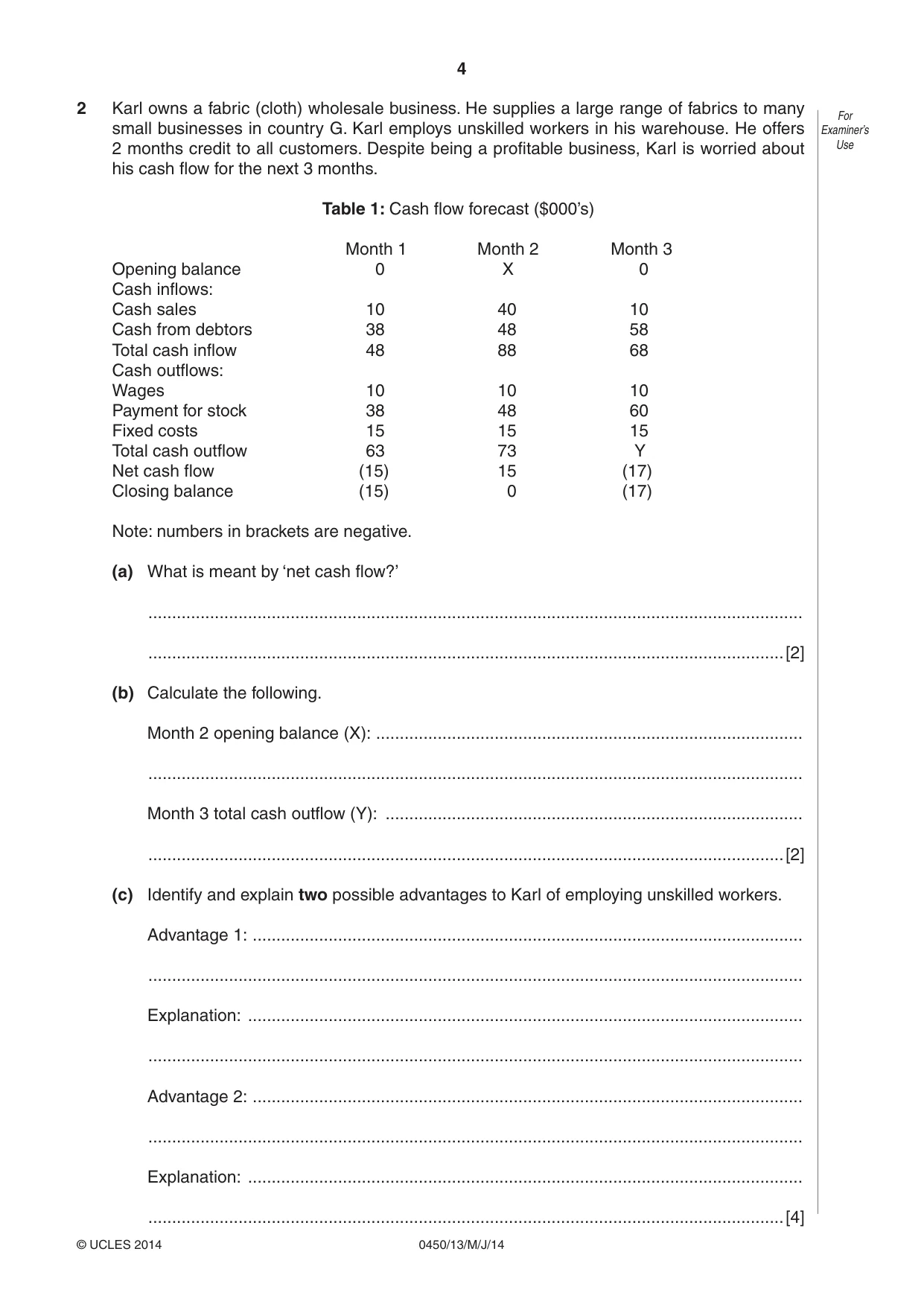 Cambridge IGCSE Business Studies 0450 2014 May/June Paper 1 · Variant 3 question paper, page 4 of 12