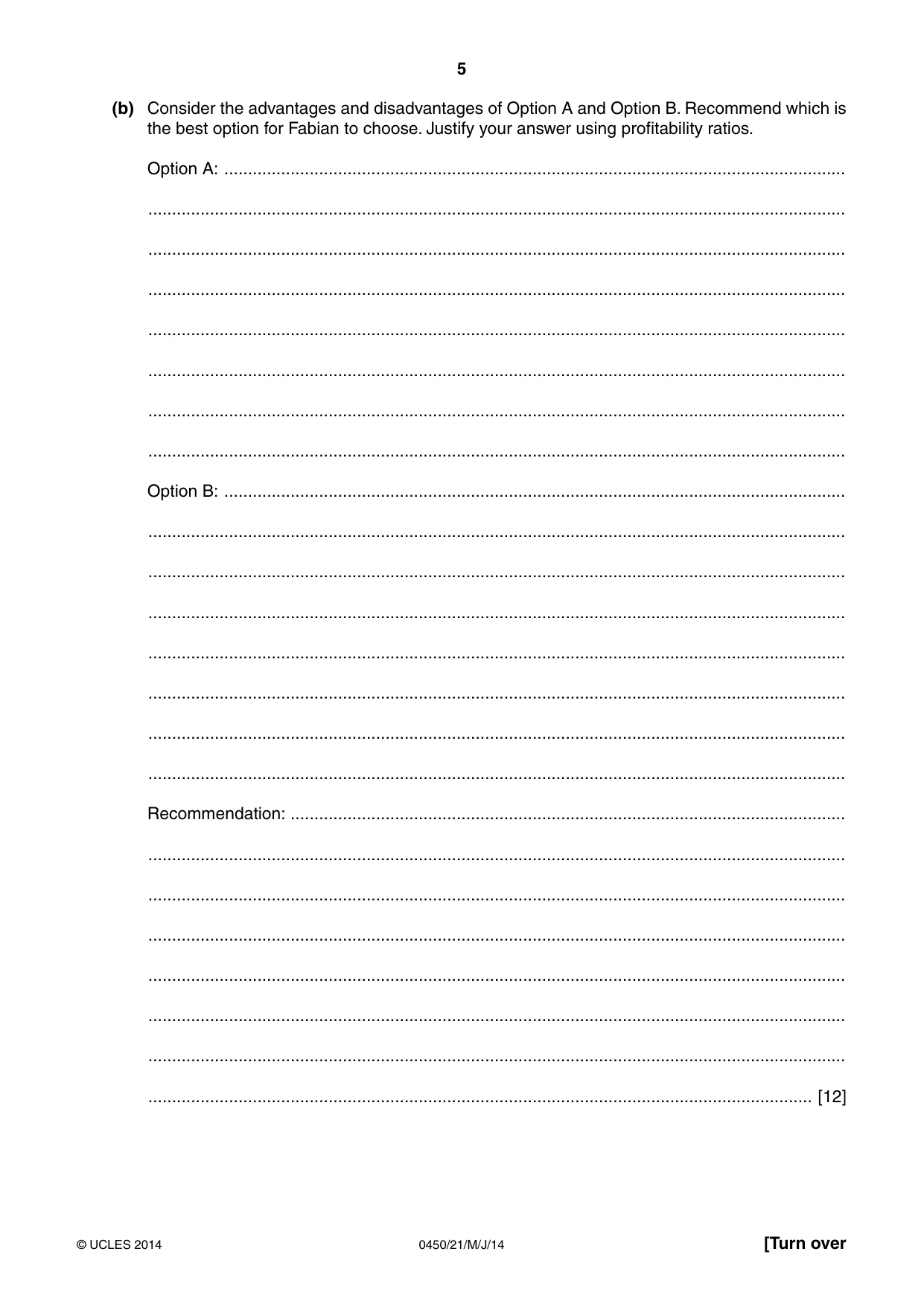 Cambridge IGCSE Business Studies 0450 2014 May/June Paper 2 · Variant 1 question paper, page 5 of 12