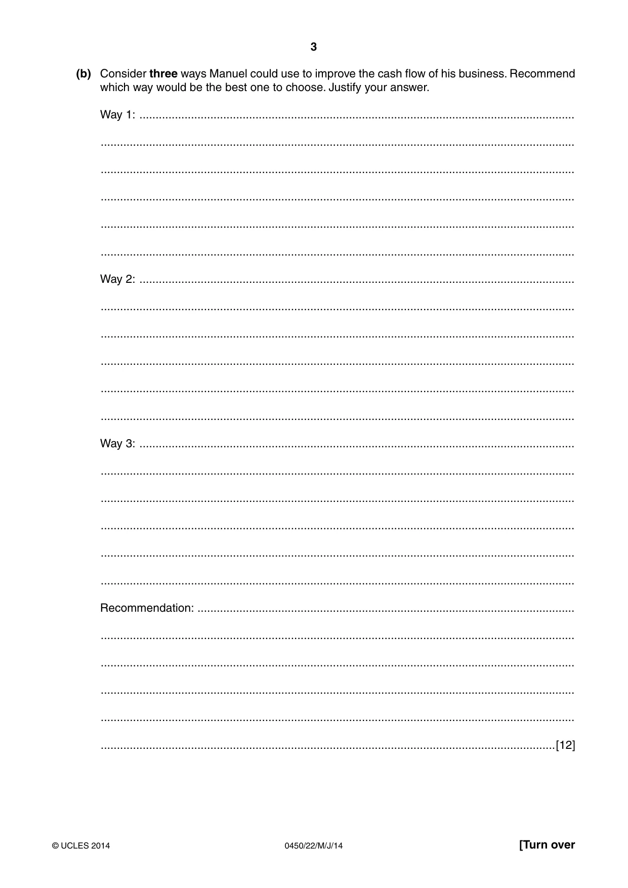 Cambridge IGCSE Business Studies 0450 2014 May/June Paper 2 · Variant 2 question paper, page 3 of 12