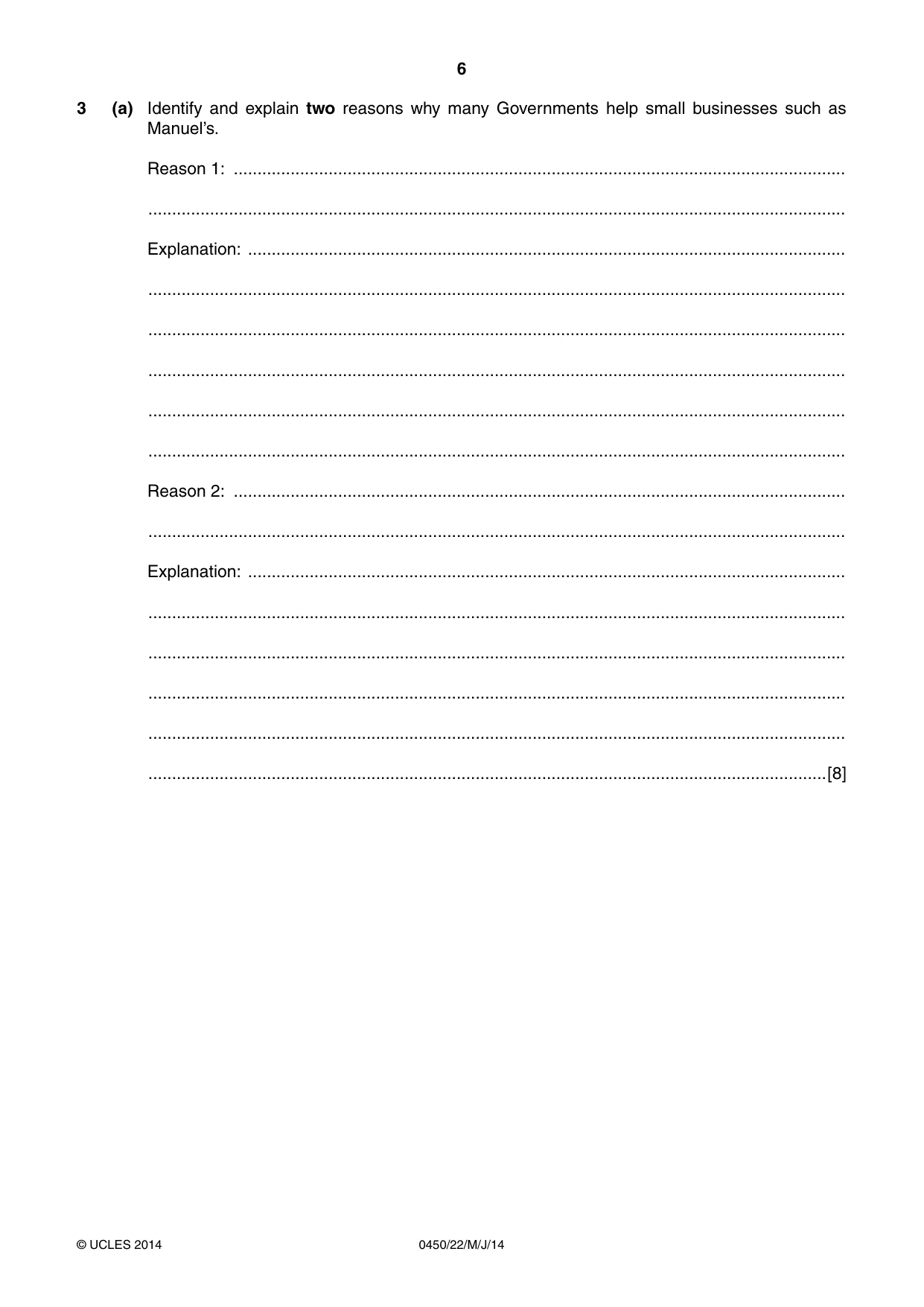 Cambridge IGCSE Business Studies 0450 2014 May/June Paper 2 · Variant 2 question paper, page 6 of 12