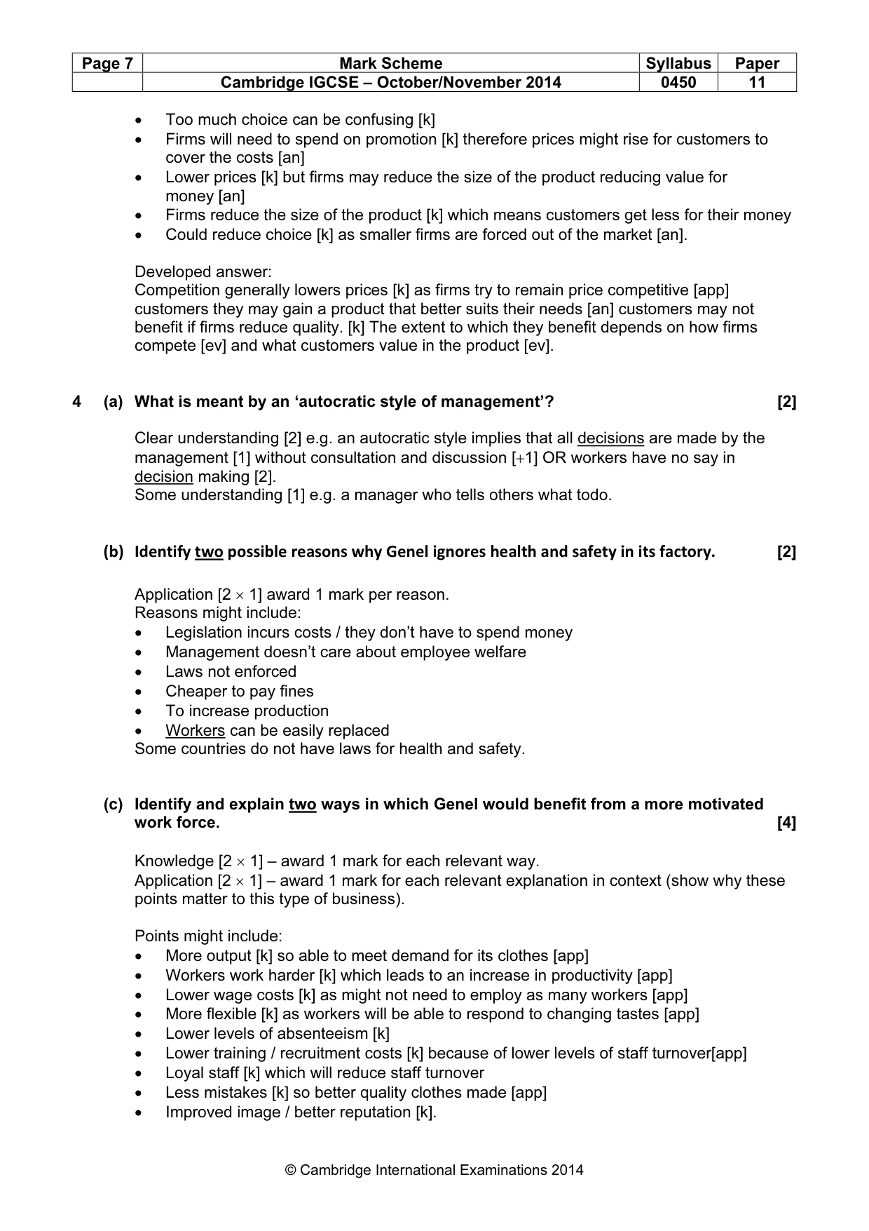 Mark scheme, page 7 of 10