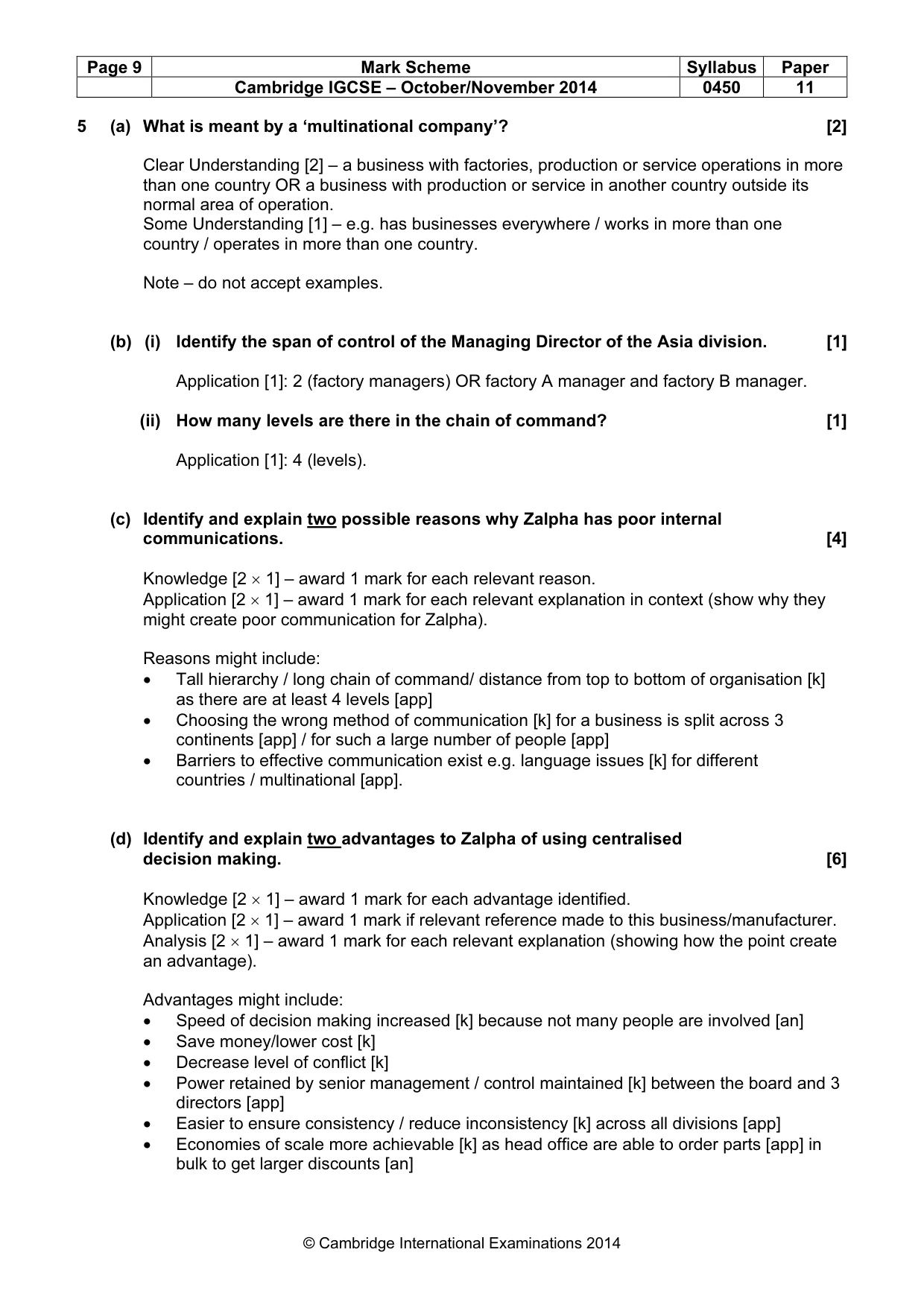 Mark scheme, page 9 of 10