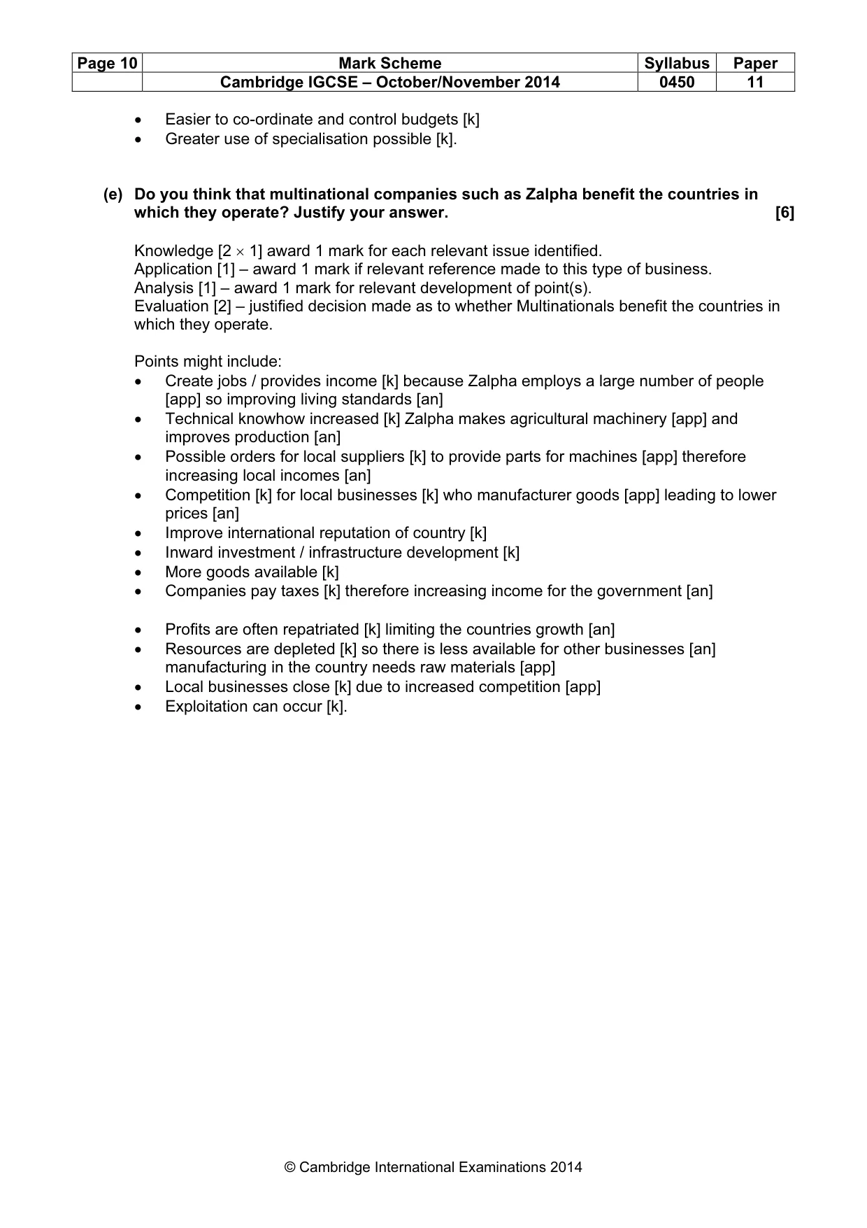 Mark scheme, page 10 of 10