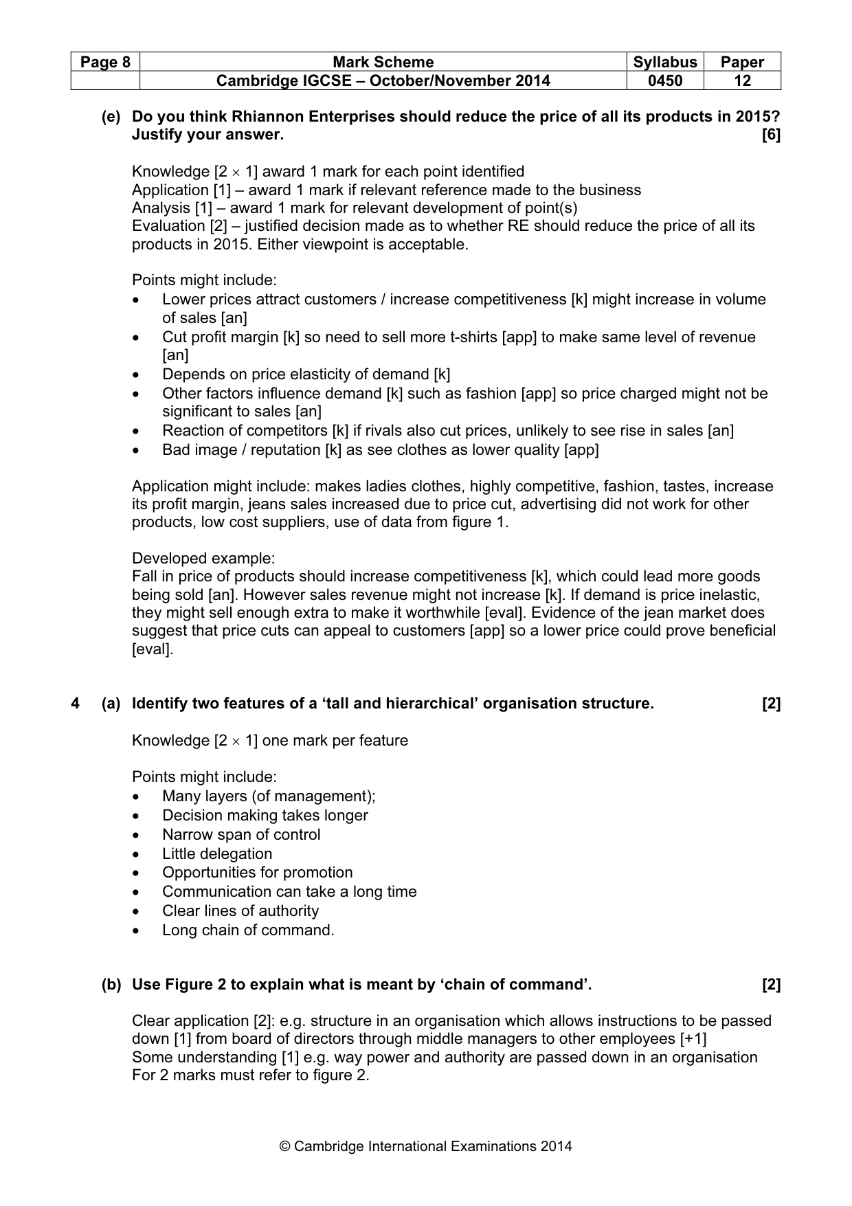 Mark scheme, page 8 of 12