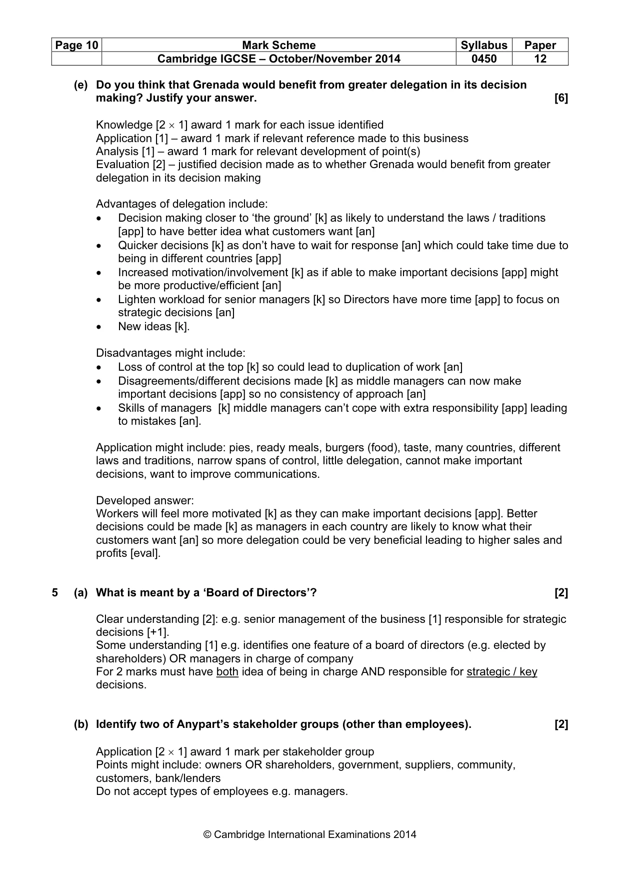 Mark scheme, page 10 of 12