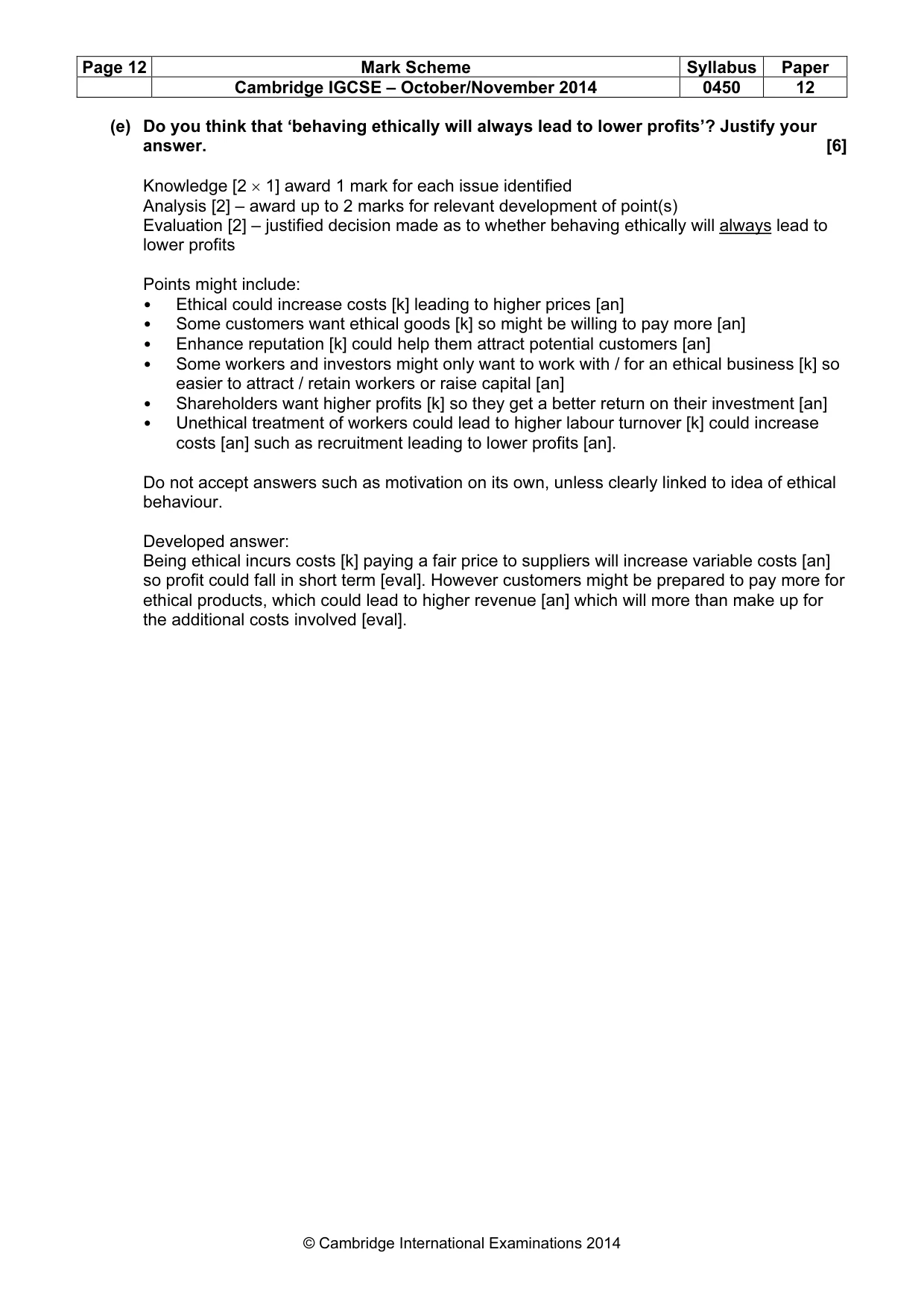 Mark scheme, page 12 of 12