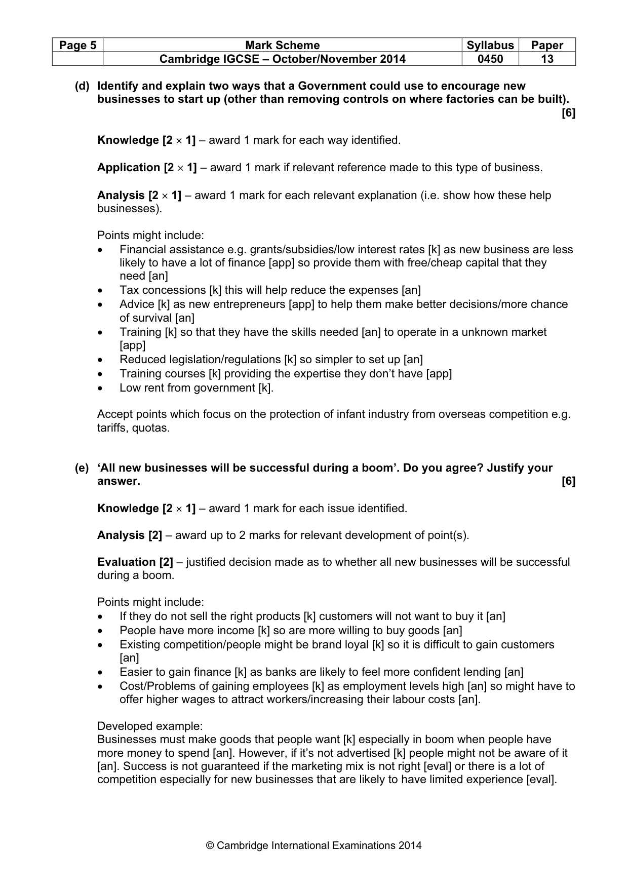 Mark scheme, page 5 of 11