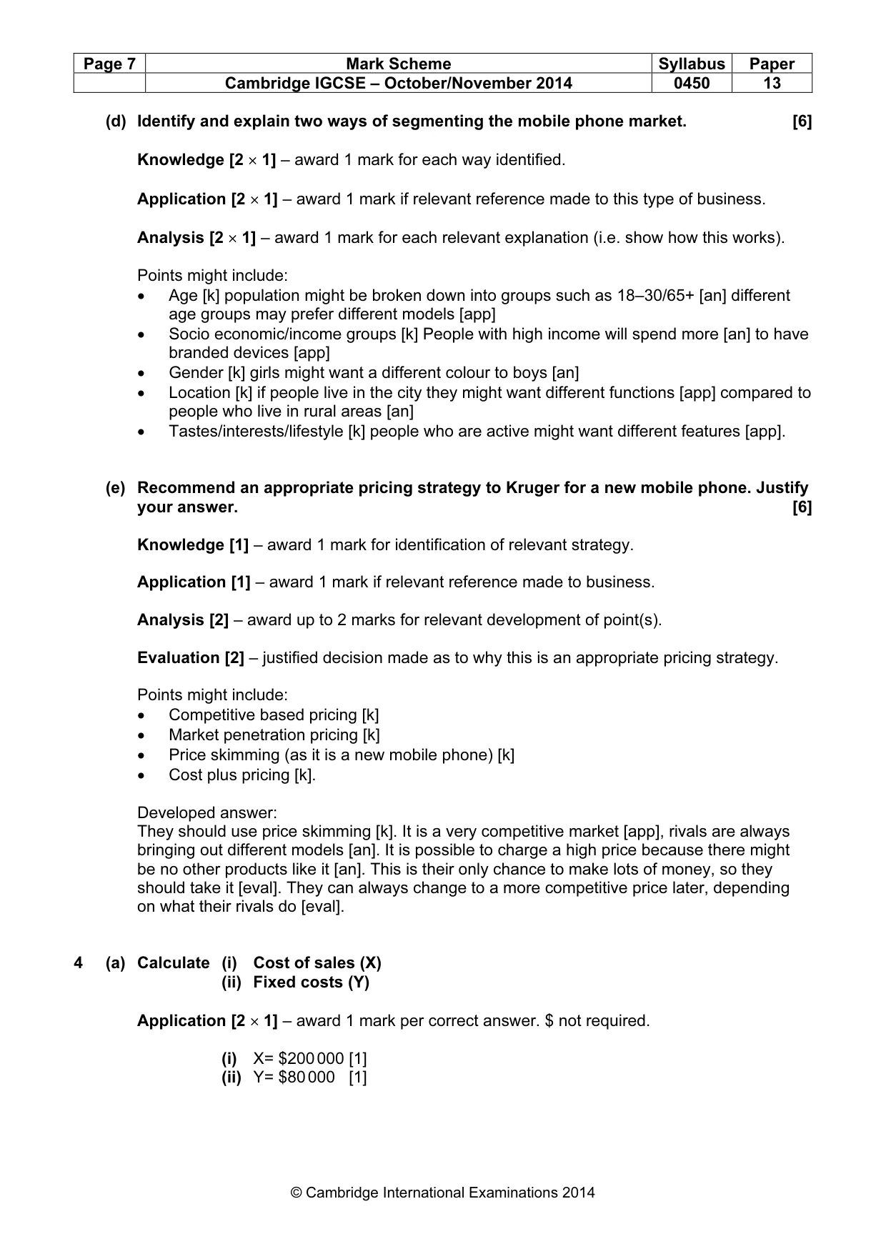 Mark scheme, page 7 of 11