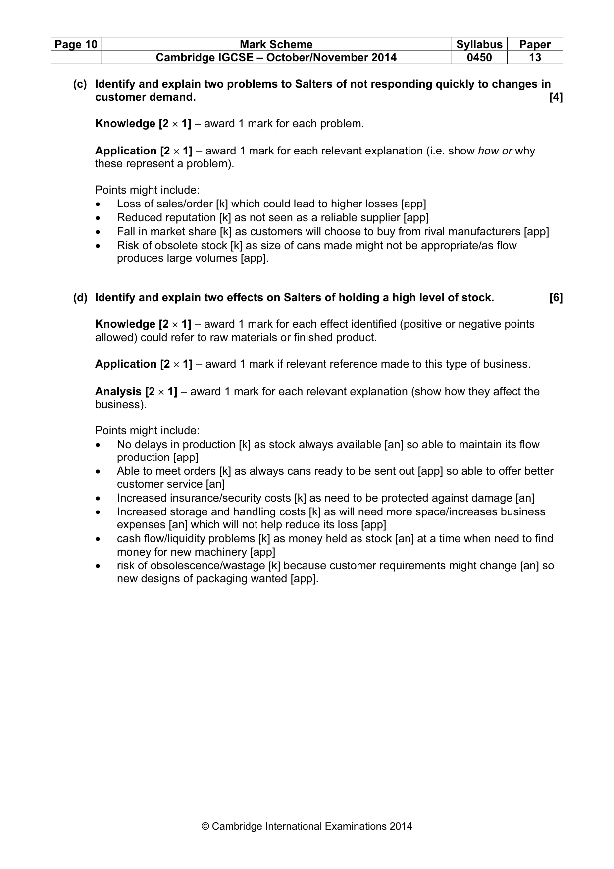 Mark scheme, page 10 of 11