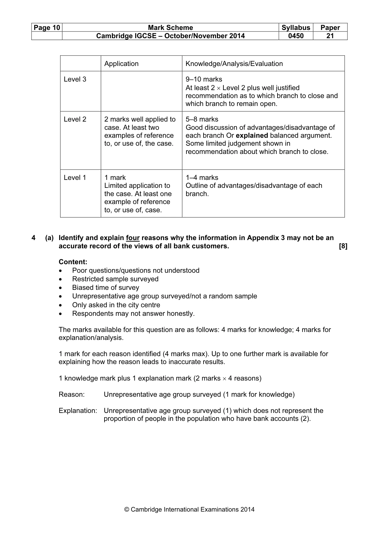 Mark scheme, page 10 of 13