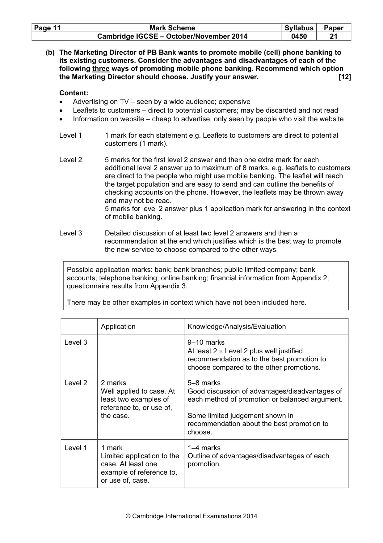 Mark scheme, page 11 of 13