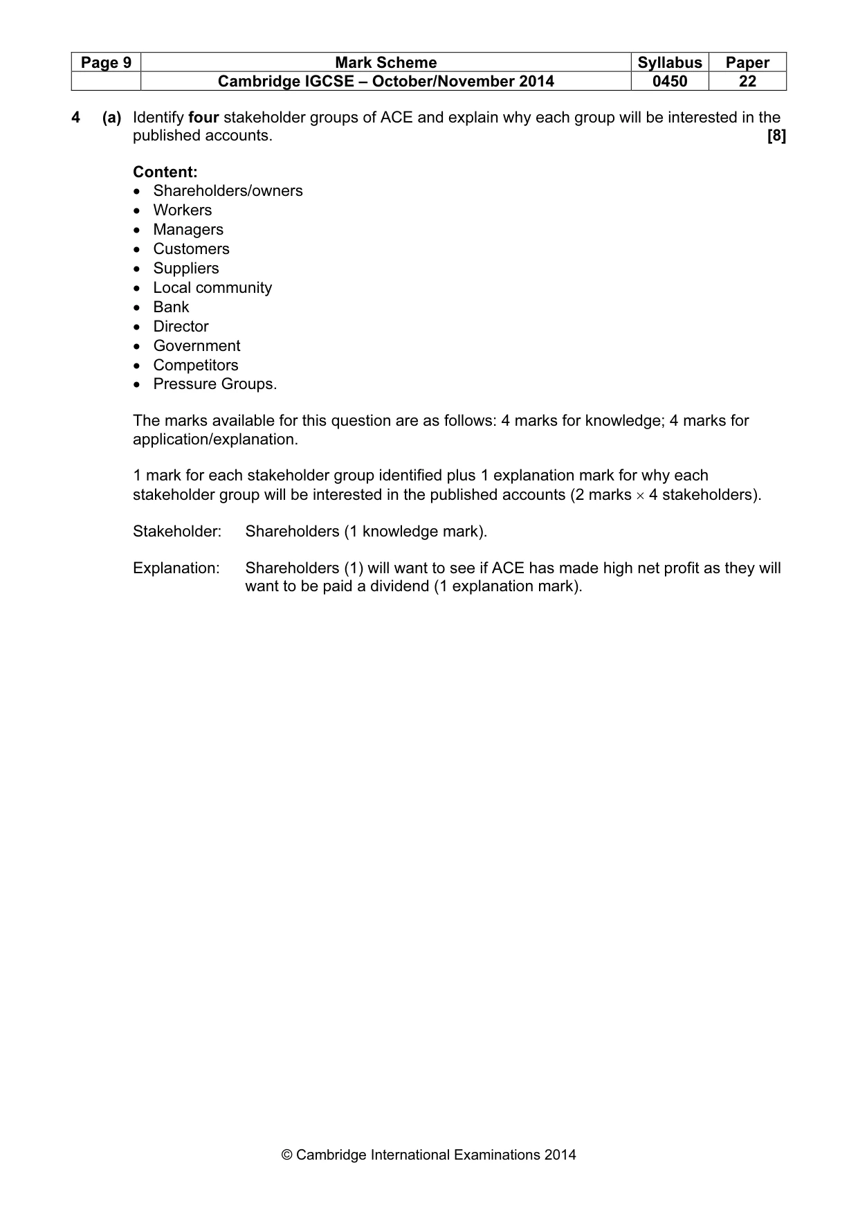 Mark scheme, page 9 of 12