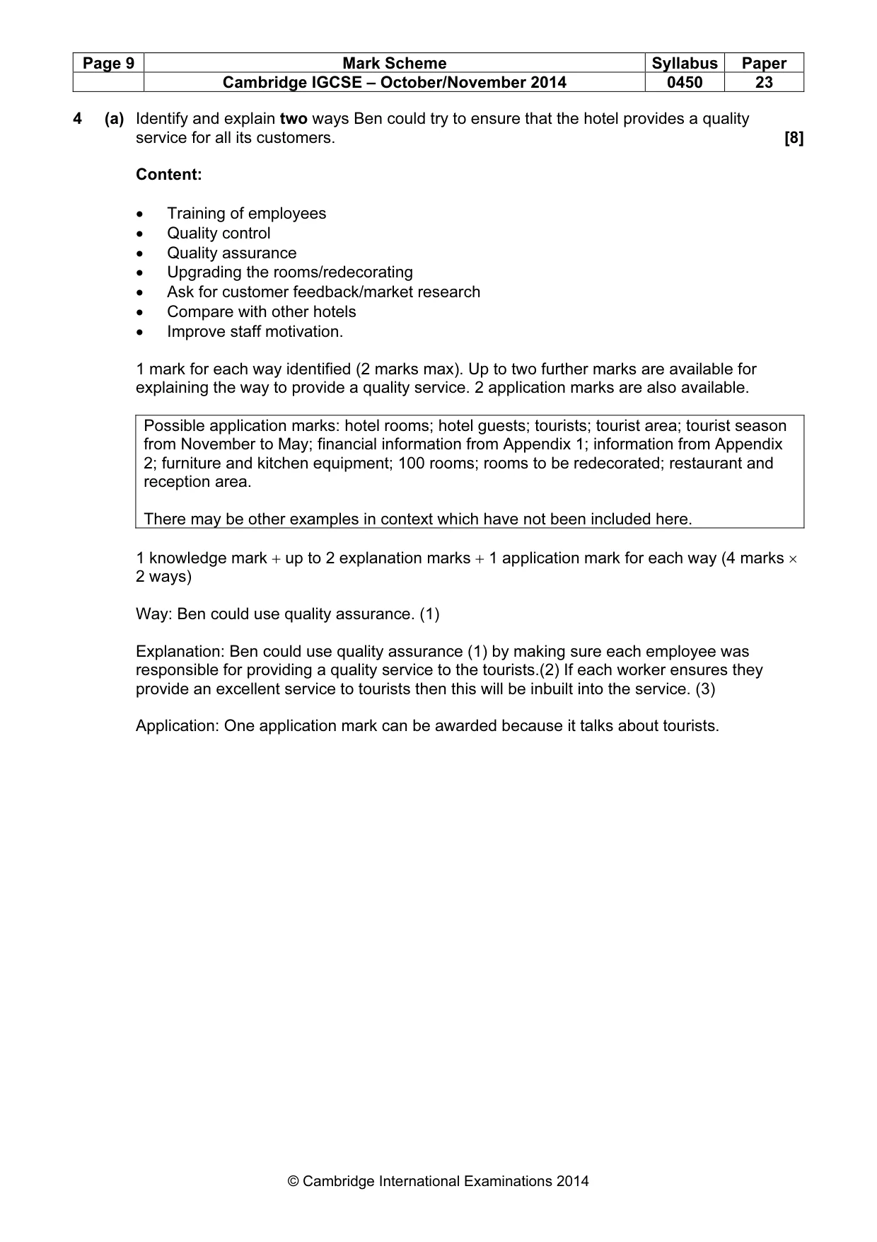Mark scheme, page 9 of 12