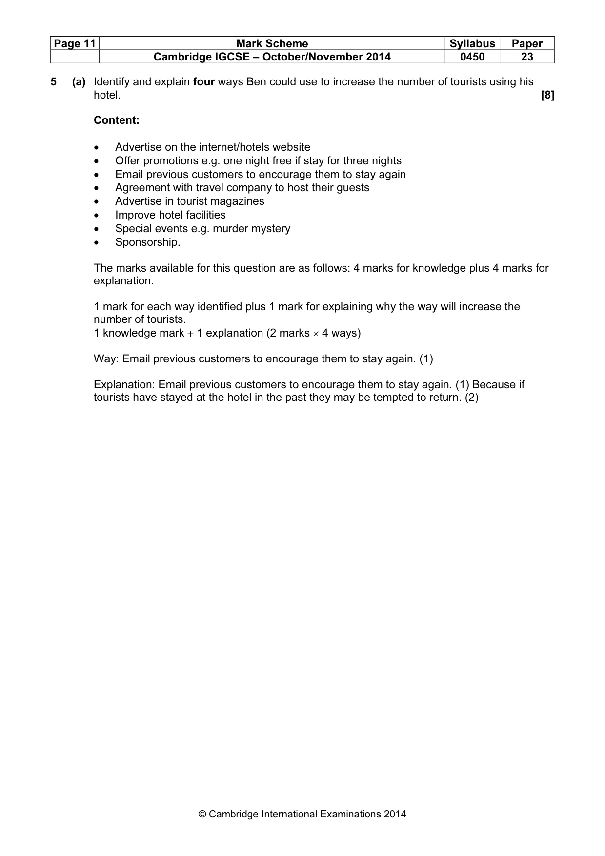 Mark scheme, page 11 of 12